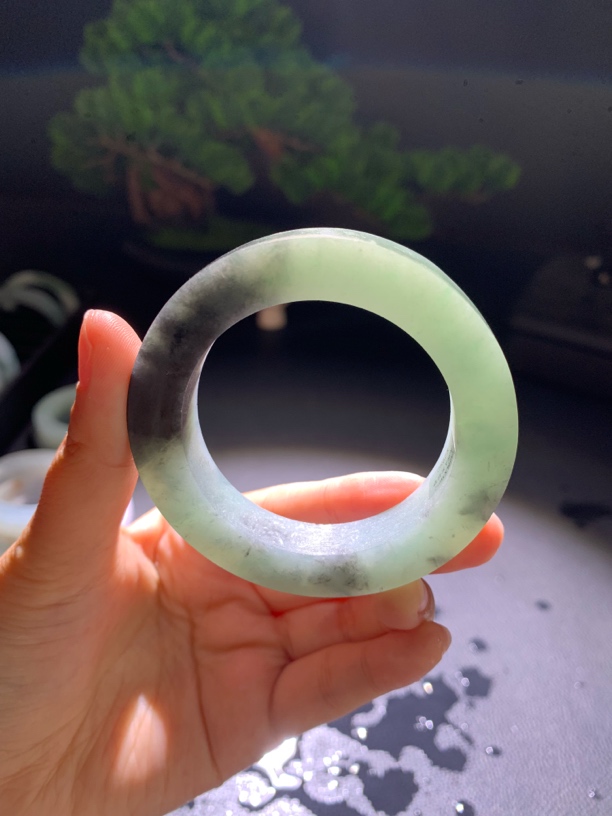 天然A货翡翠（青山图特色绿乌鸡）翡翠手镯