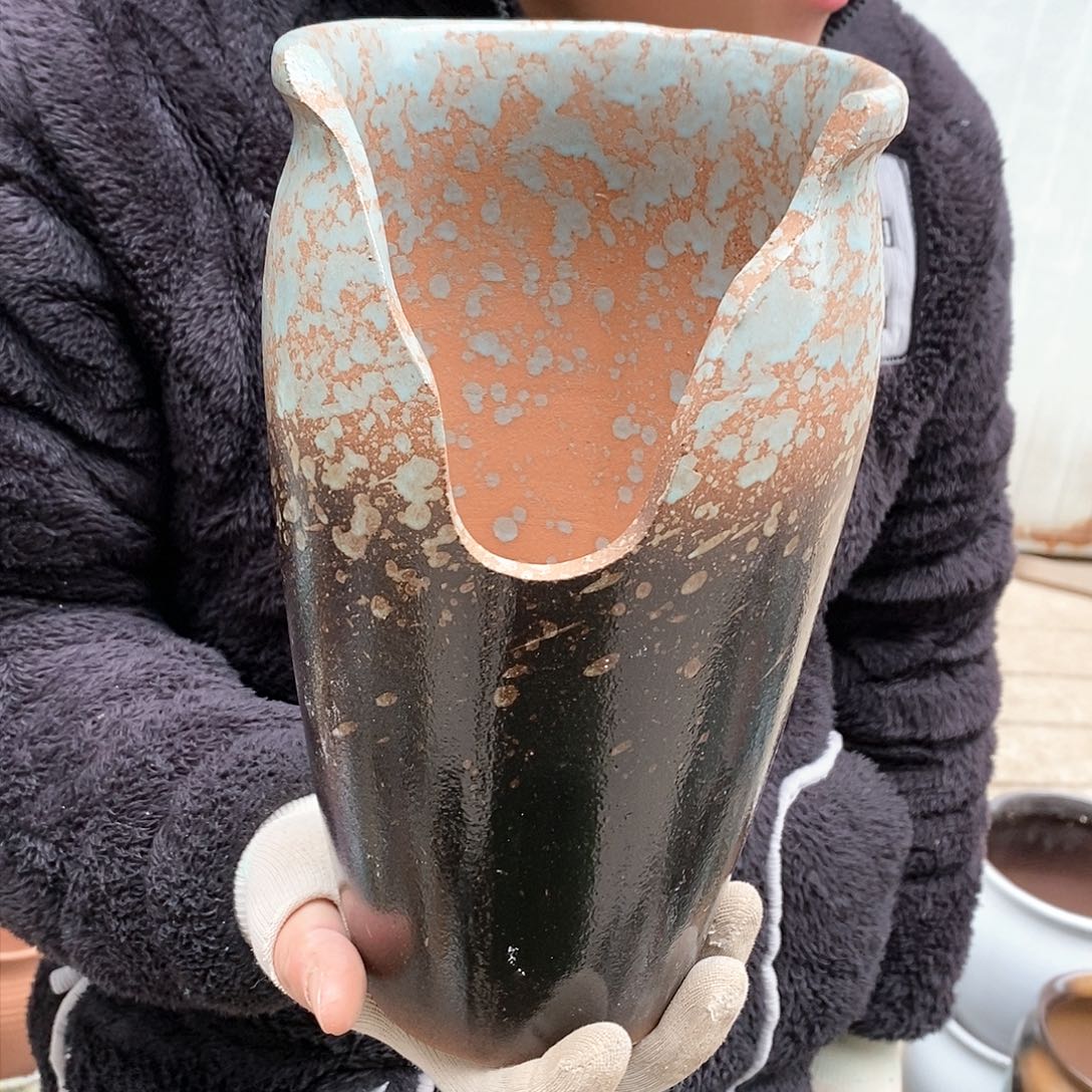 紫砂花盆瑕疵口15高25