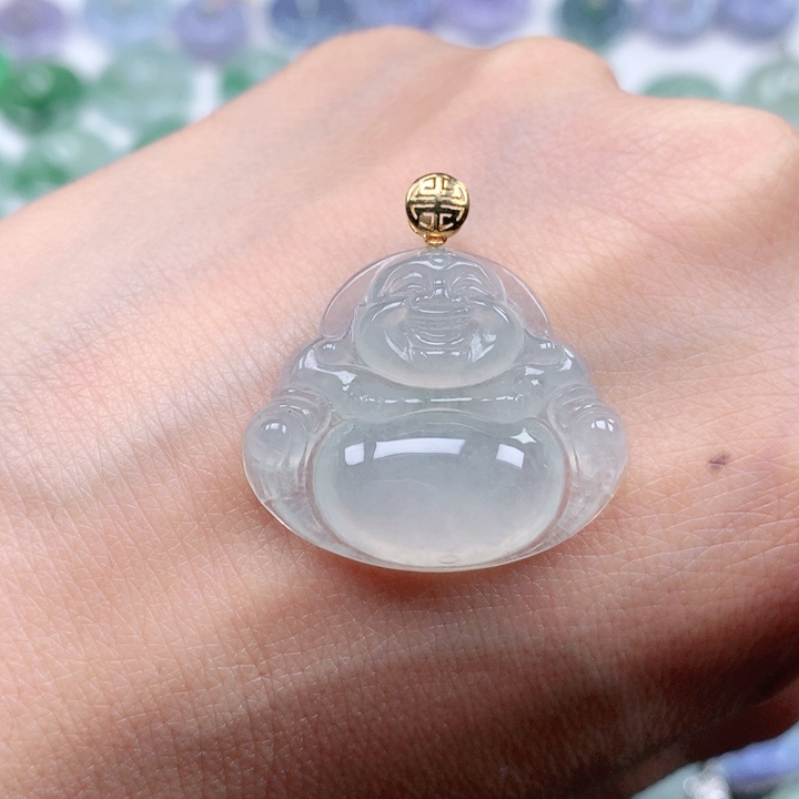 翡翠吊坠(不含链)18K金镶嵌