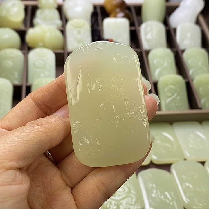 昆仑石双面山水牌