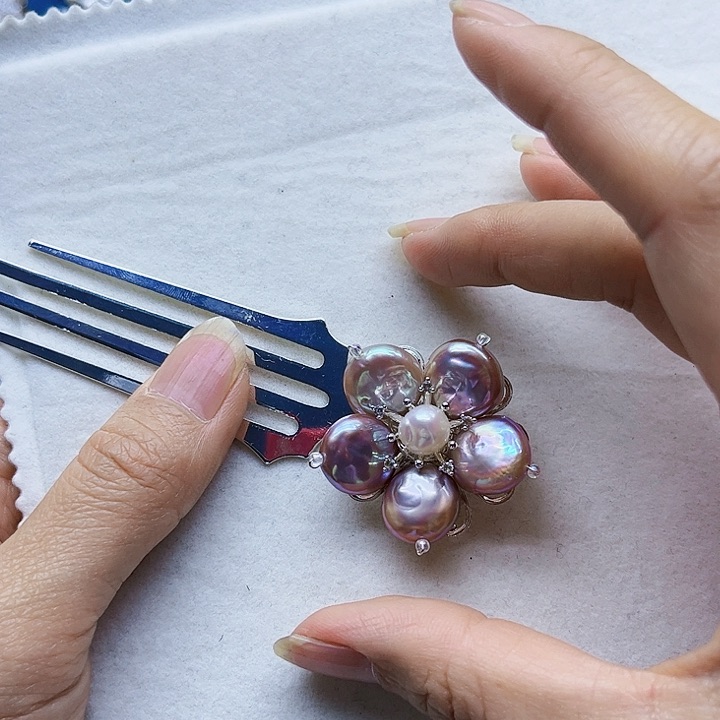 淡水珍珠耳饰银S925镶嵌1*月