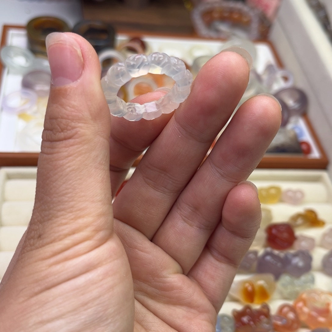 玛瑙/玉髓合金戒指直径18.4玫瑰