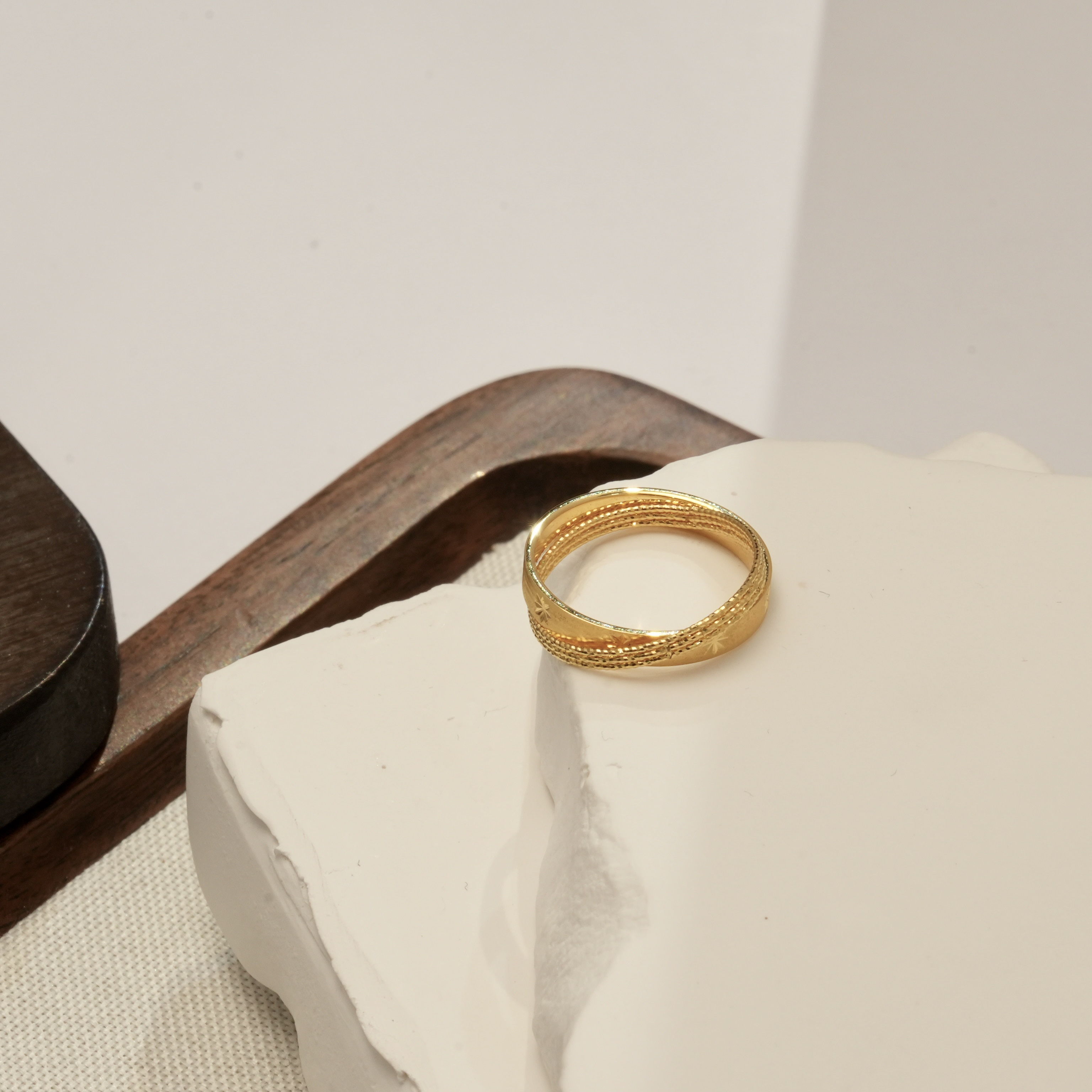 新年-F/X/Q【水星记交叉戒指】足金999，5g精工戒指