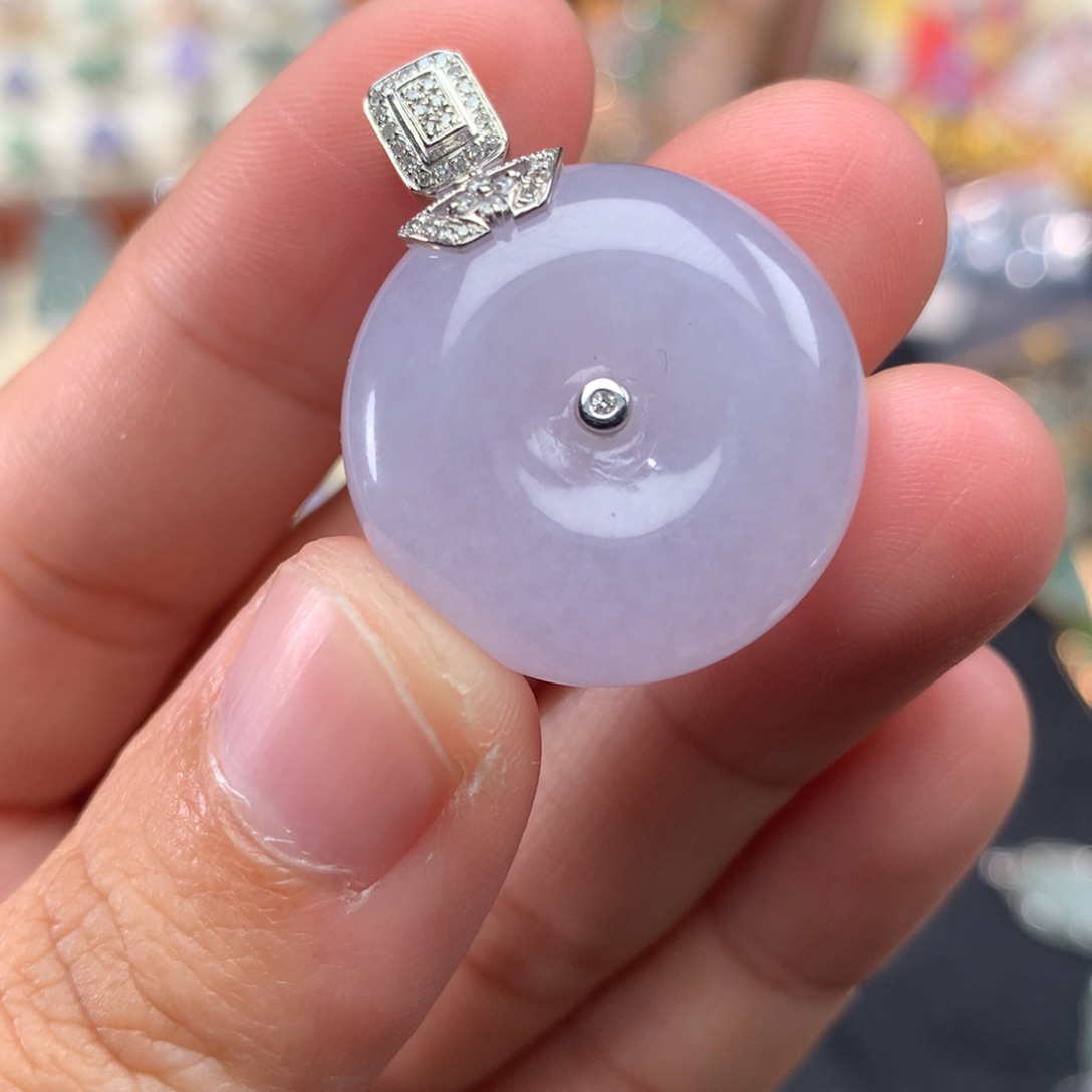 吊坠(不含链)18K金镶嵌翡翠