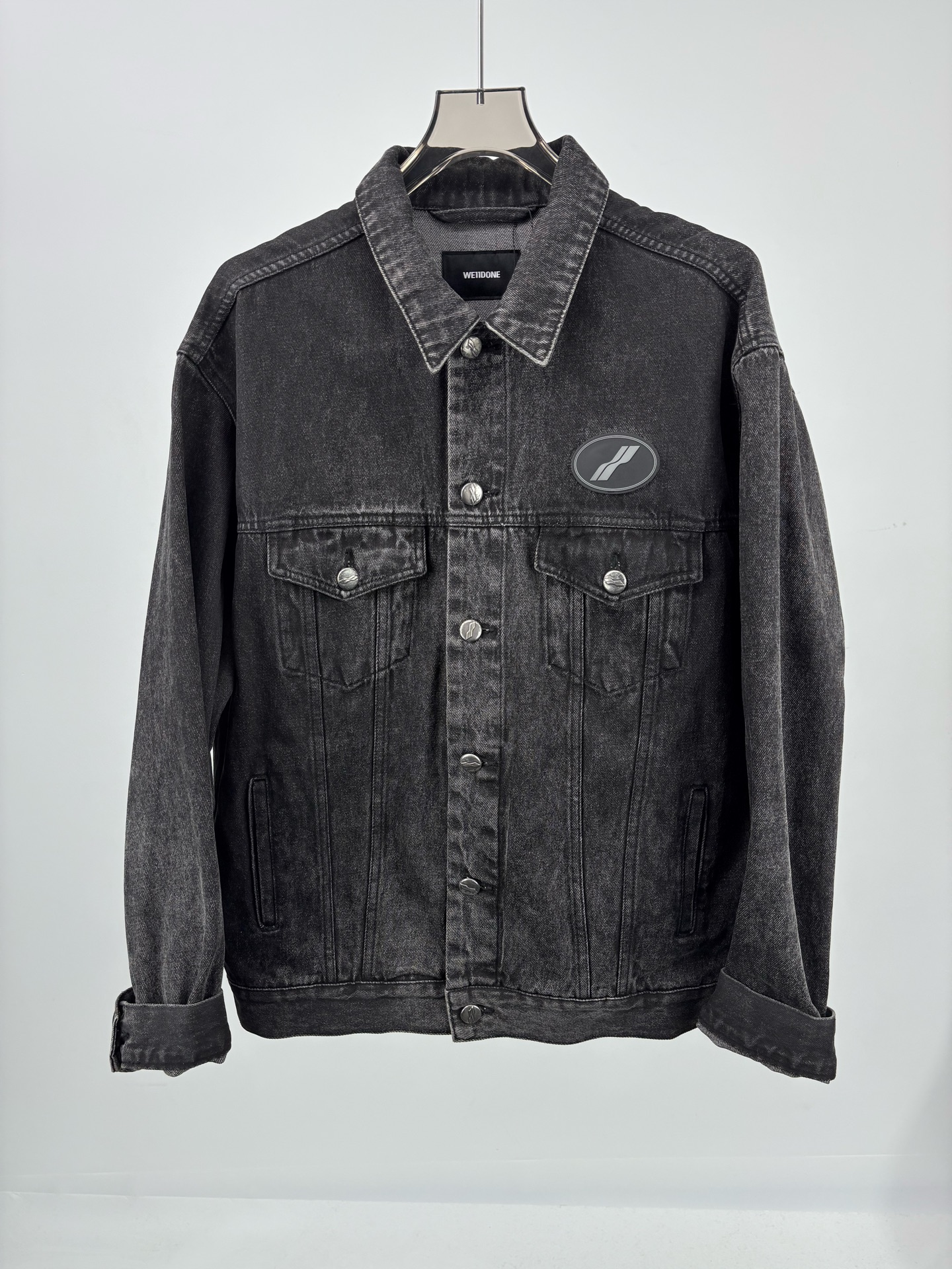 99新 YSL/圣罗兰  WE11DONE水洗灰牛仔夹克外套 M码15026