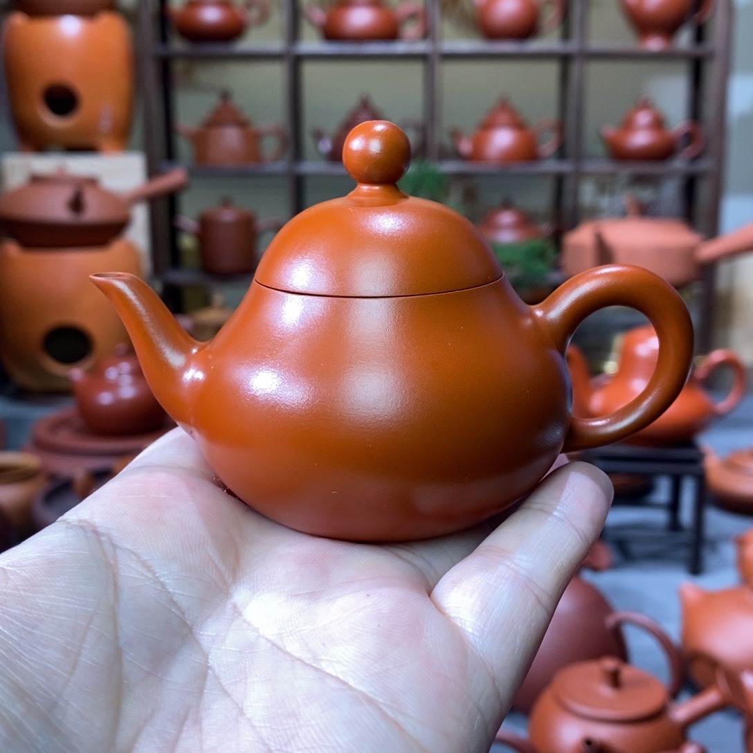 紫砂茶壶荣记大红袍朱泥小梨壶70cc