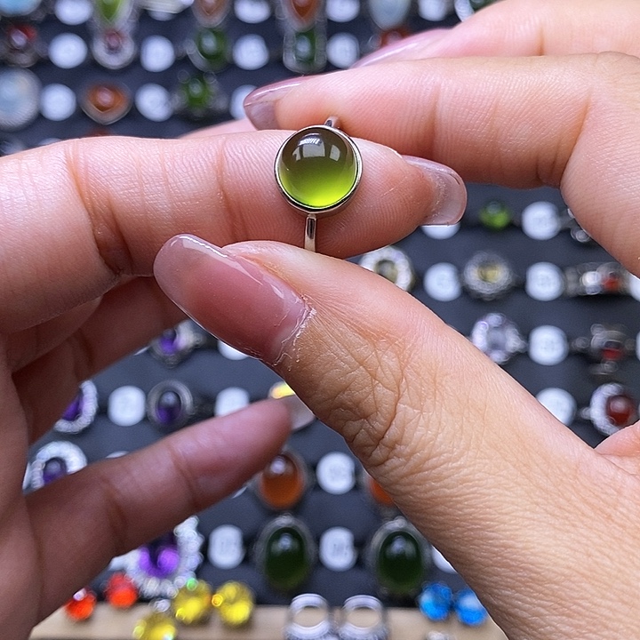 岫玉戒指银S925镶嵌戒指