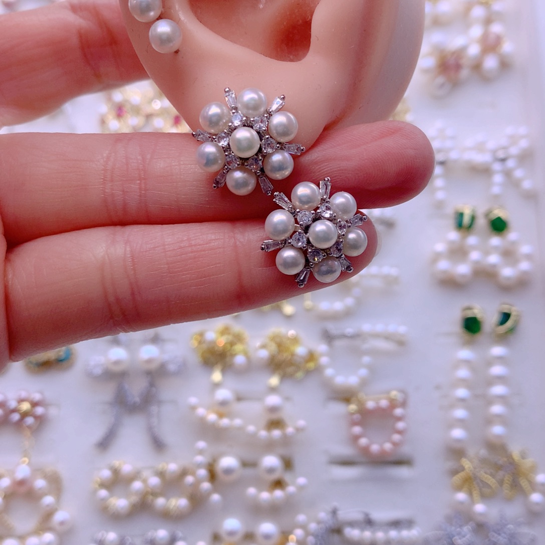 耳饰合金淡水珍珠