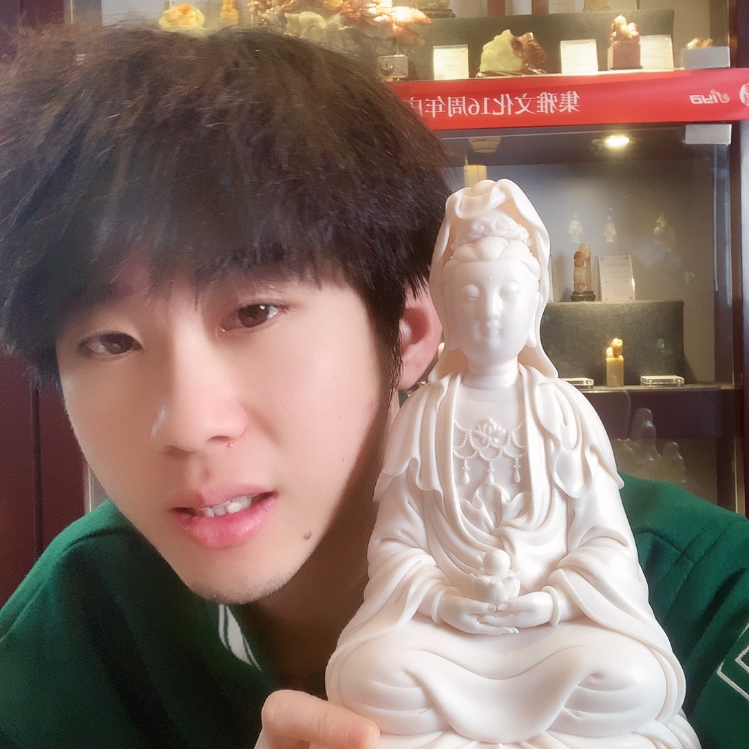 摆件德化白瓷 坐古莲观音