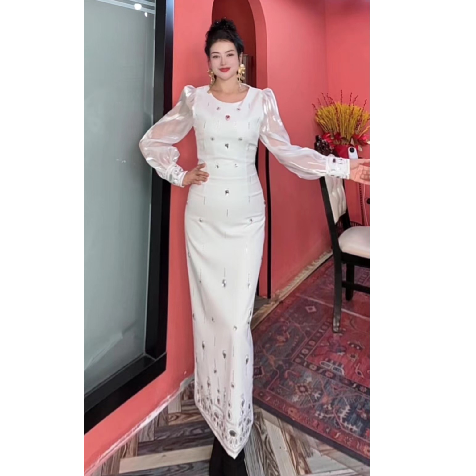 8792重工轻奢气质名媛时尚女装连衣裙