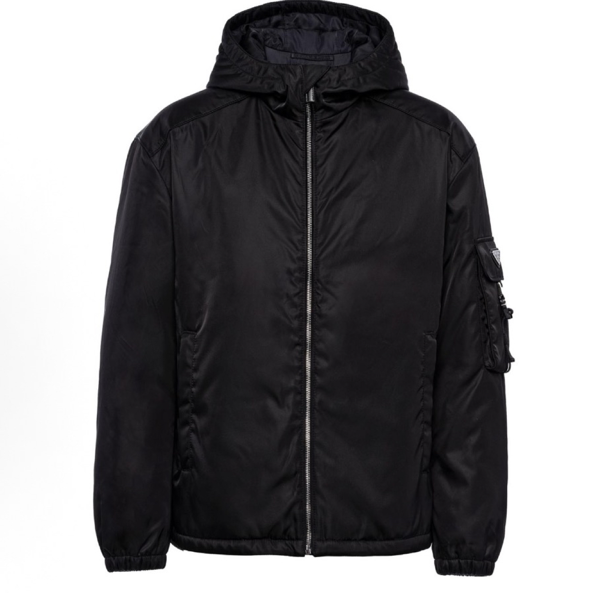 未使用 Prada/普拉达 黑色工装口袋三角钢标厚款棉服外套M码