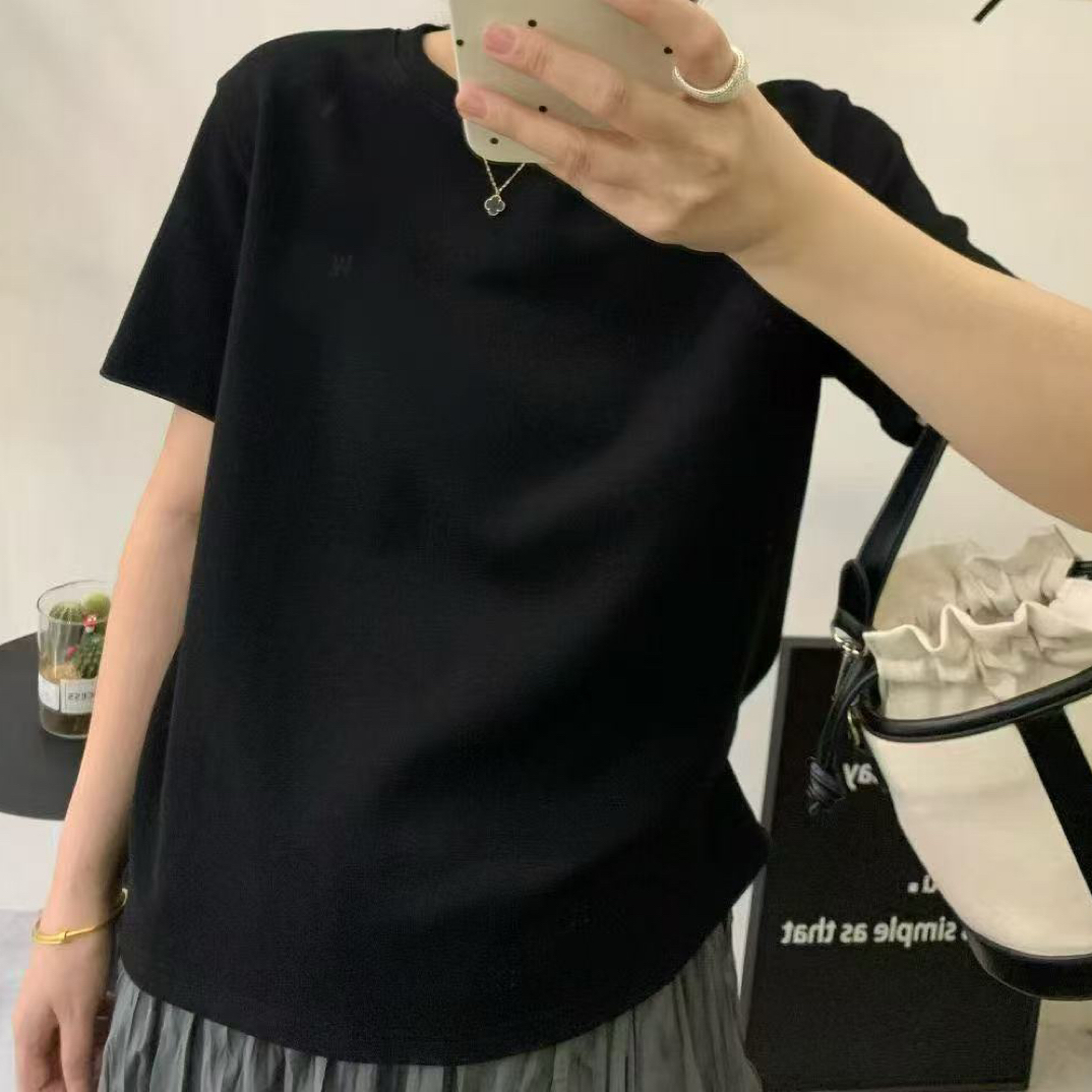 丹丹家秋季高品光版纯色正肩百搭显瘦棉T90-130斤