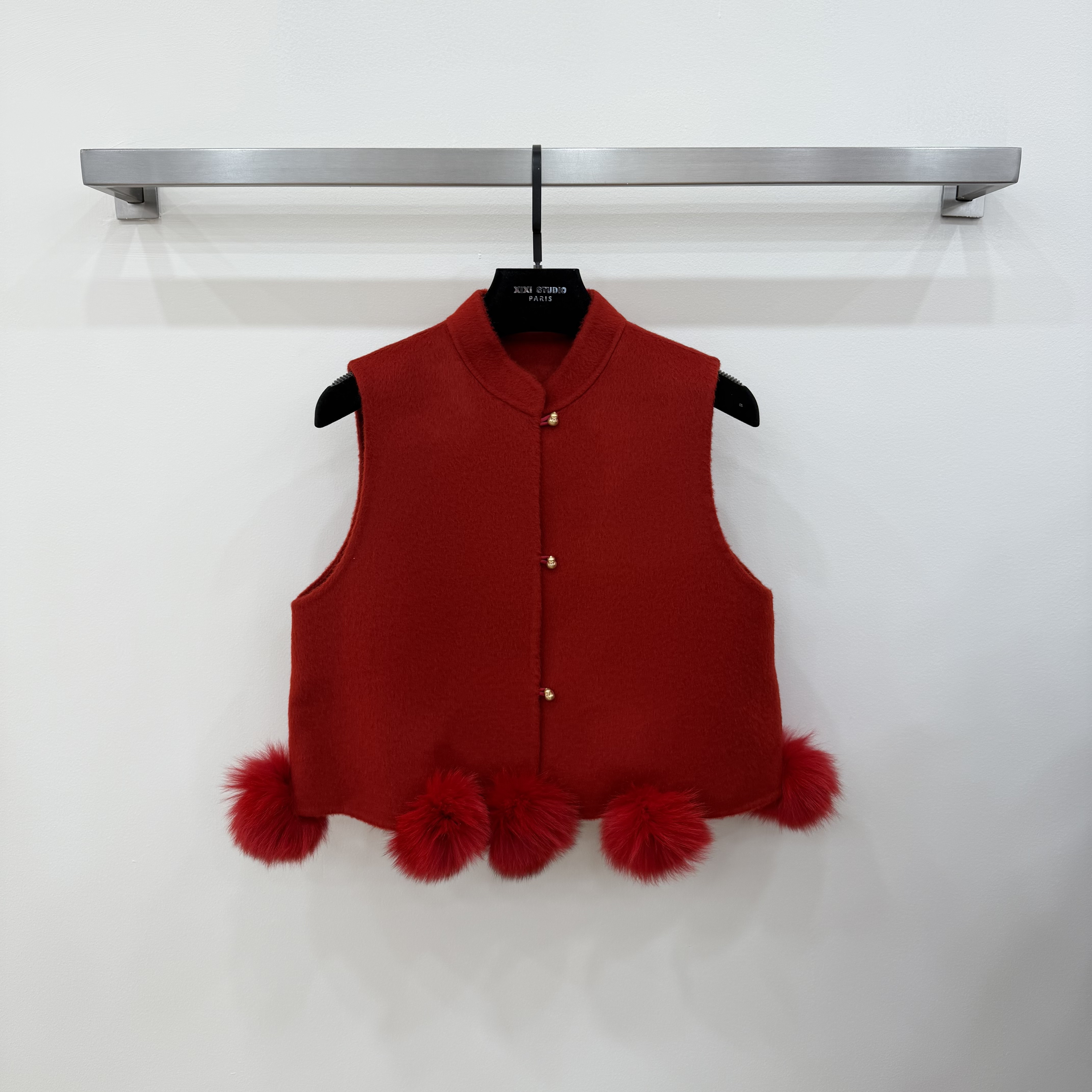 【西西高定】秋冬双面呢小毛球马甲（可拆卸小毛球）