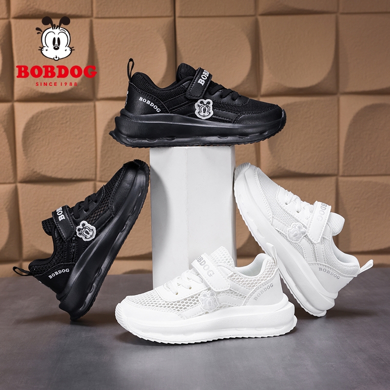 巴布豆春季新款校园小白鞋男童跑步鞋女童休闲运动鞋网面透气潮鞋