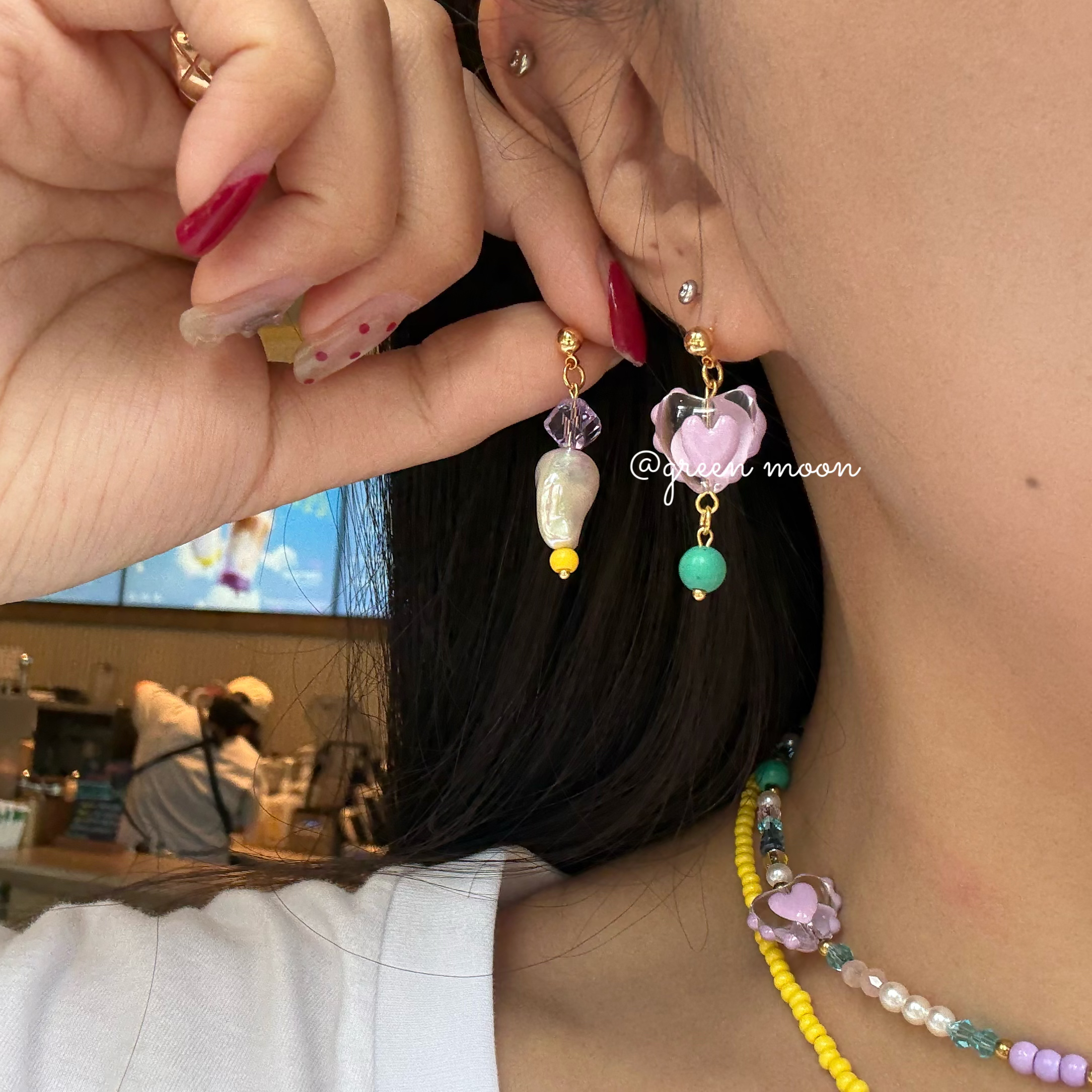 非金属仿水晶耳饰 【定格天空】夏日爱心耳钉果冻感优雅精致C567