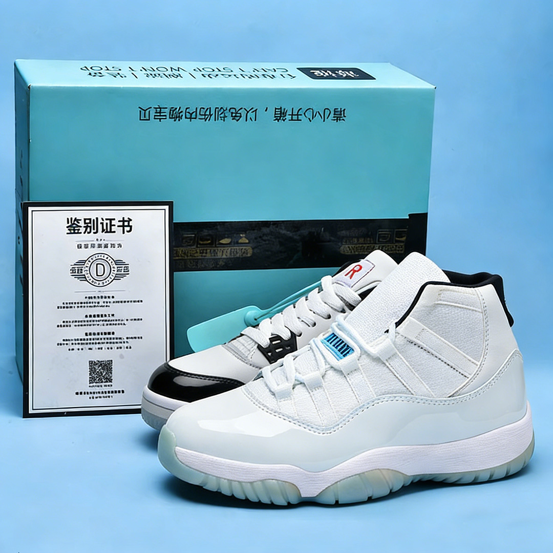 AJ清淋AJ11白水泥潮流百搭青少年学生午夜蓝北卡蓝防滑篮球鞋
