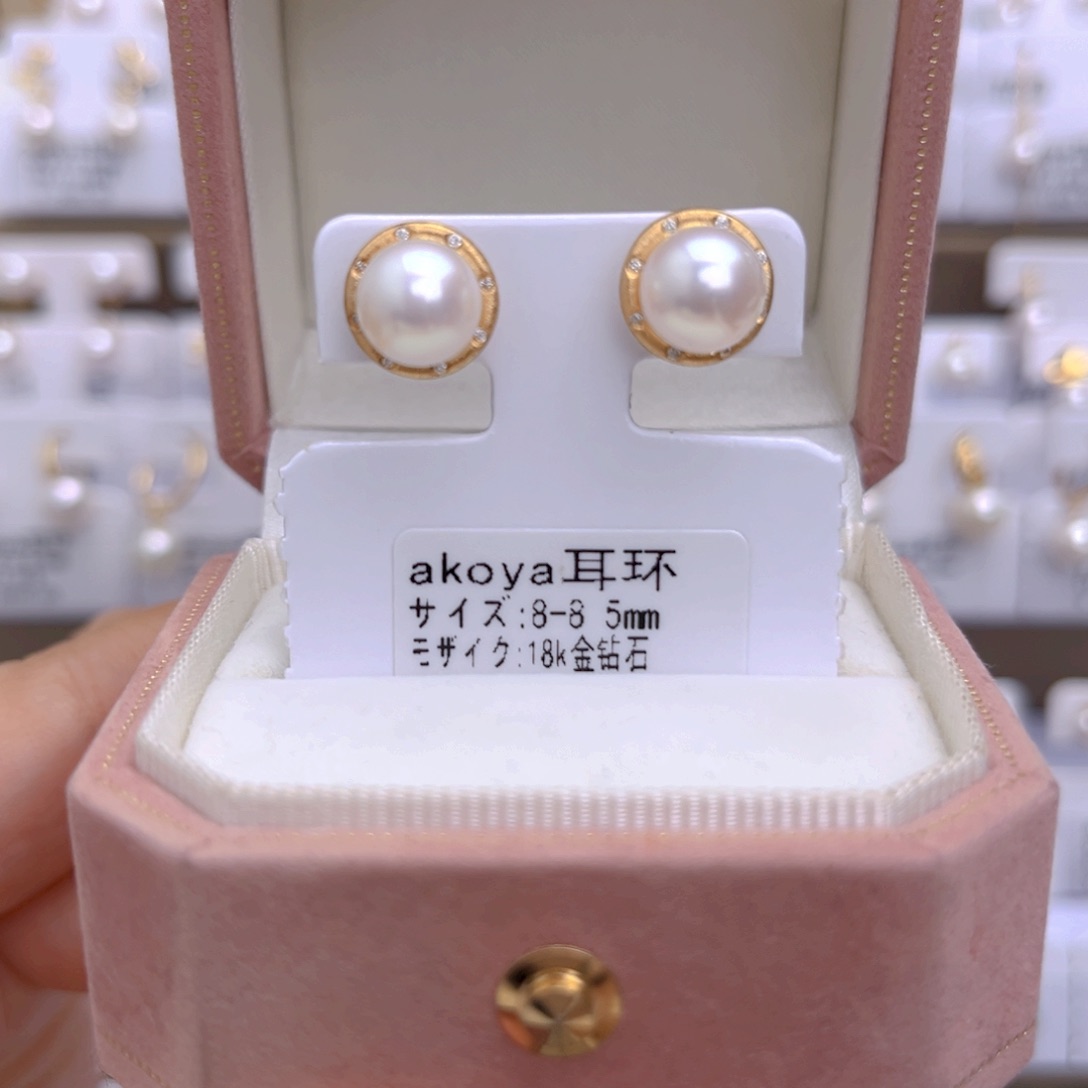 海水珍珠耳饰18K金镶嵌棉**糖