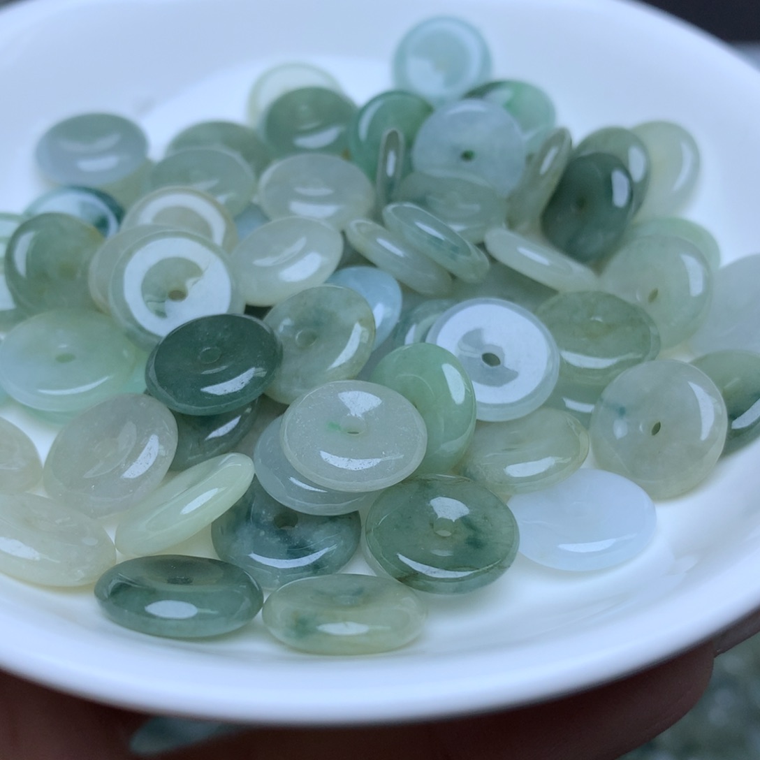 【闪购商品】翡翠手链未镶嵌卡12冰油青平安扣10