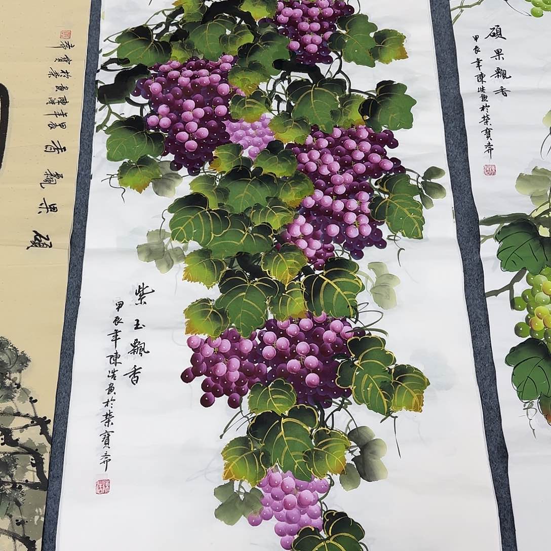 国画尺寸70X138手绘作品 