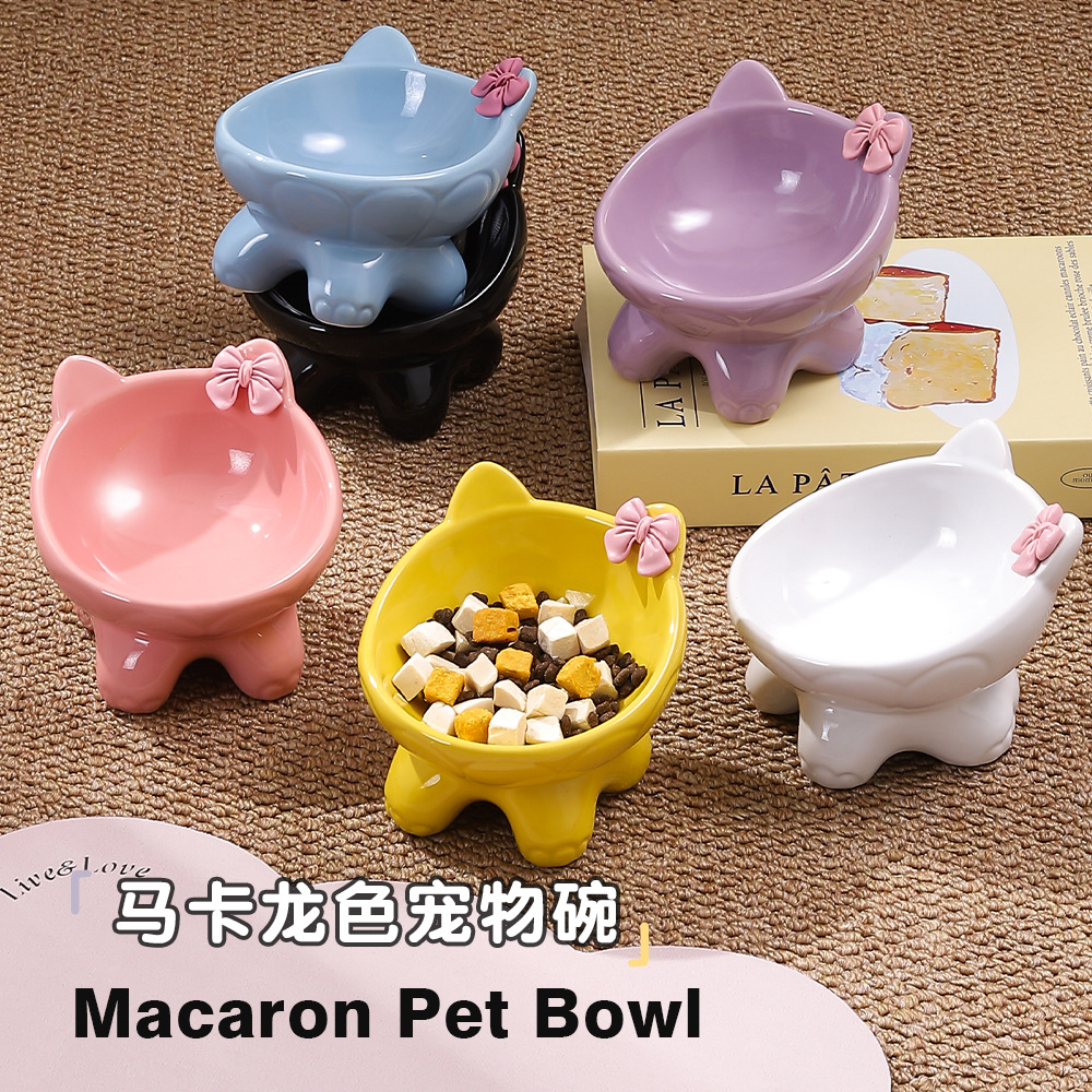猫碗陶瓷猫食盆狗碗防打翻猫咪饭碗水碗大口径斜口猫粮碗宠物猫盆