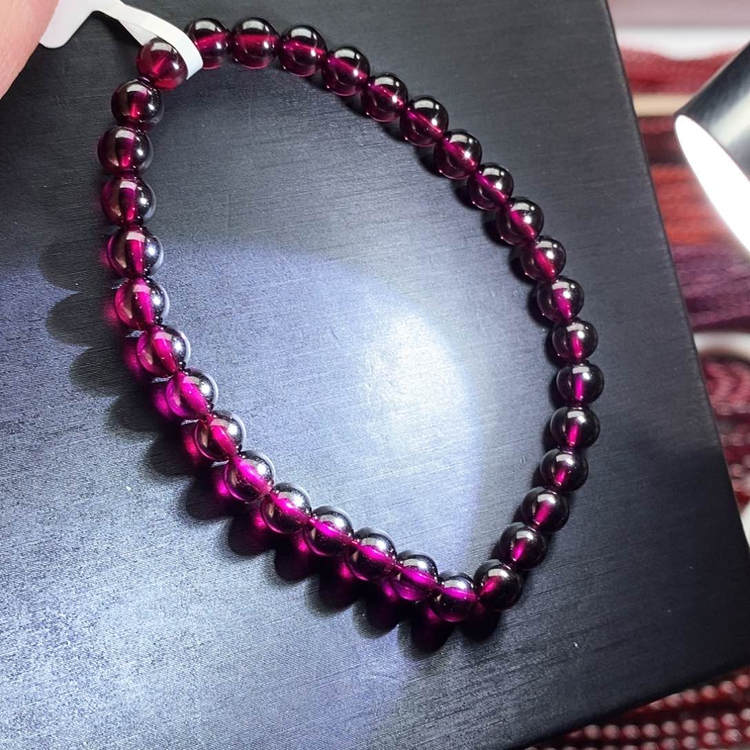 石榴石手链未镶嵌5.5mm精品紫牙乌单圈无棉裂