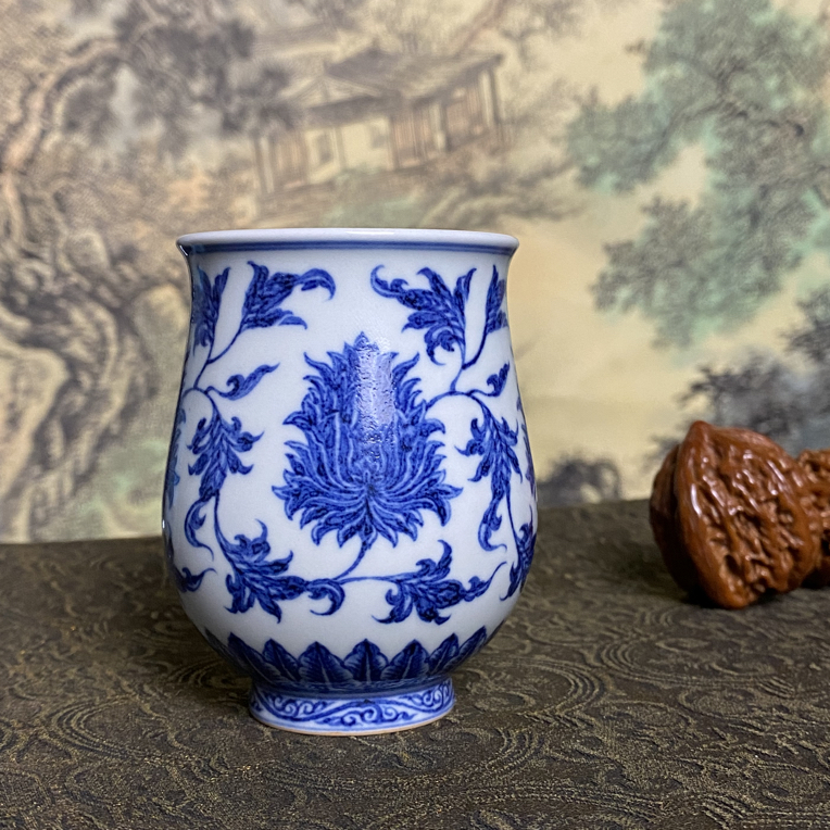 仿明缠枝牡丹闻香杯青成弘器