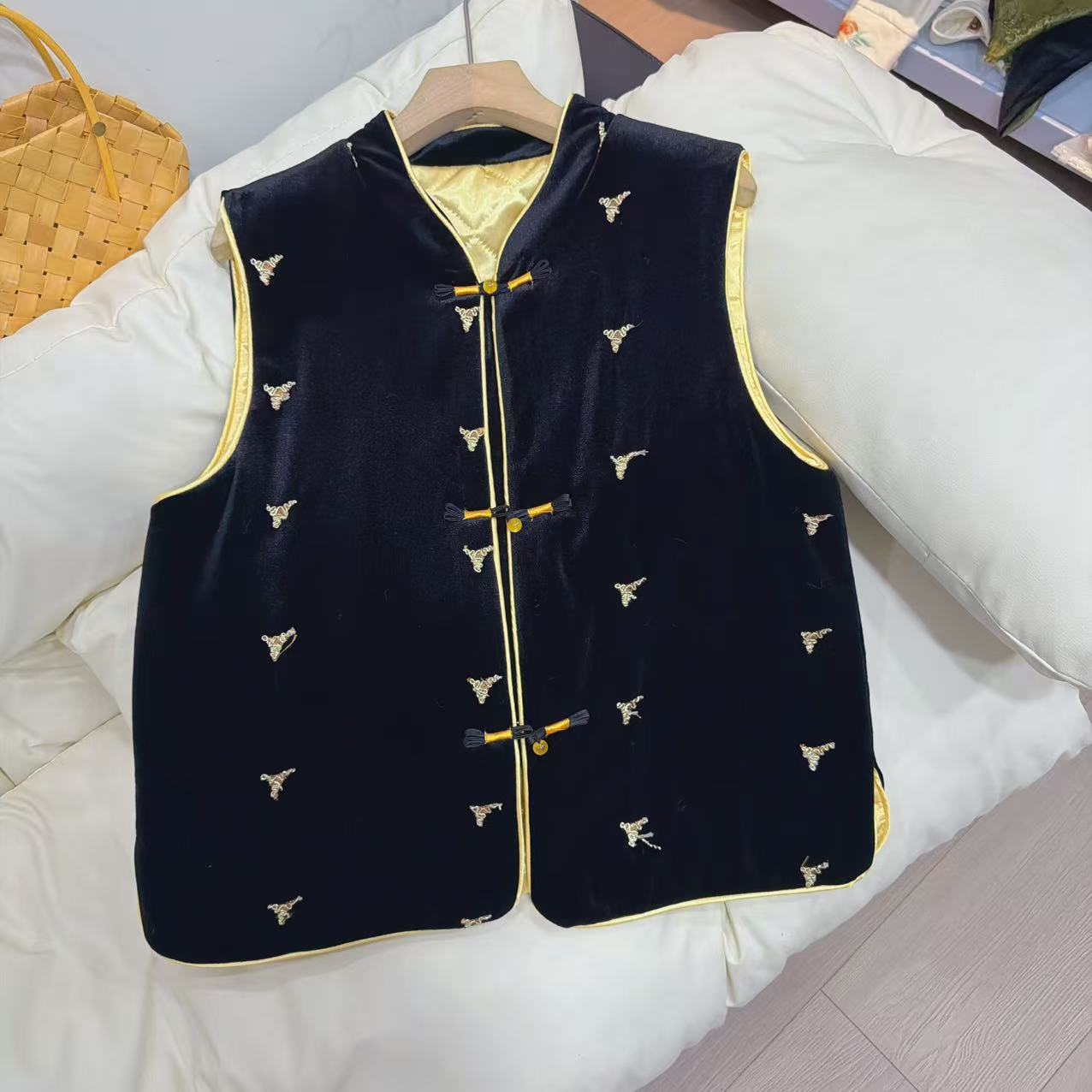 【发财马甲】厚款圆领加厚加绒上衣无袖新中式国风百搭女士马甲