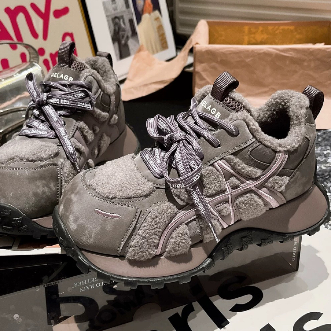 【欧货】ins加绒加厚秋冬厚底舒适运动休闲鞋时尚百搭女鞋