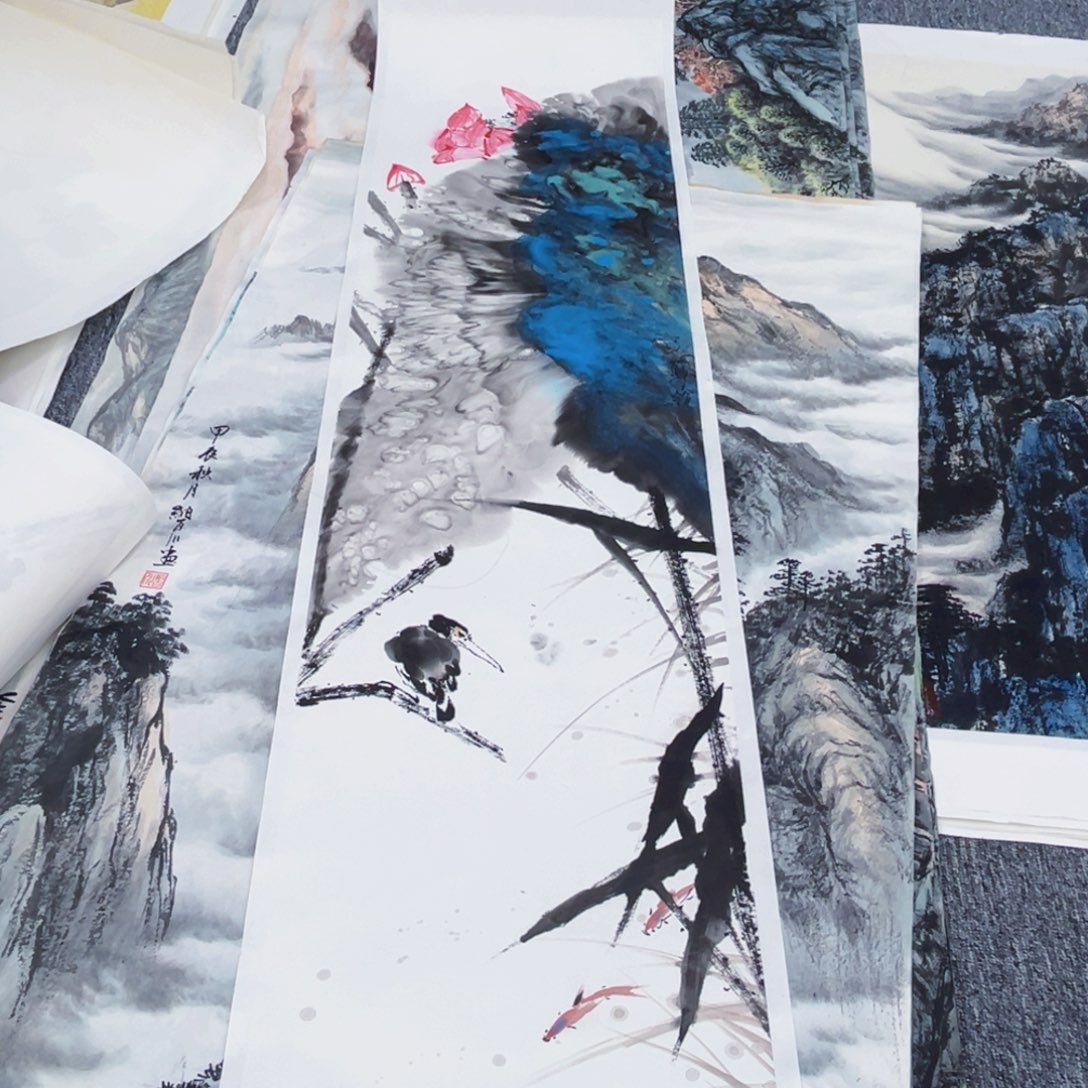 国画黑*1四尺对开绘画作品