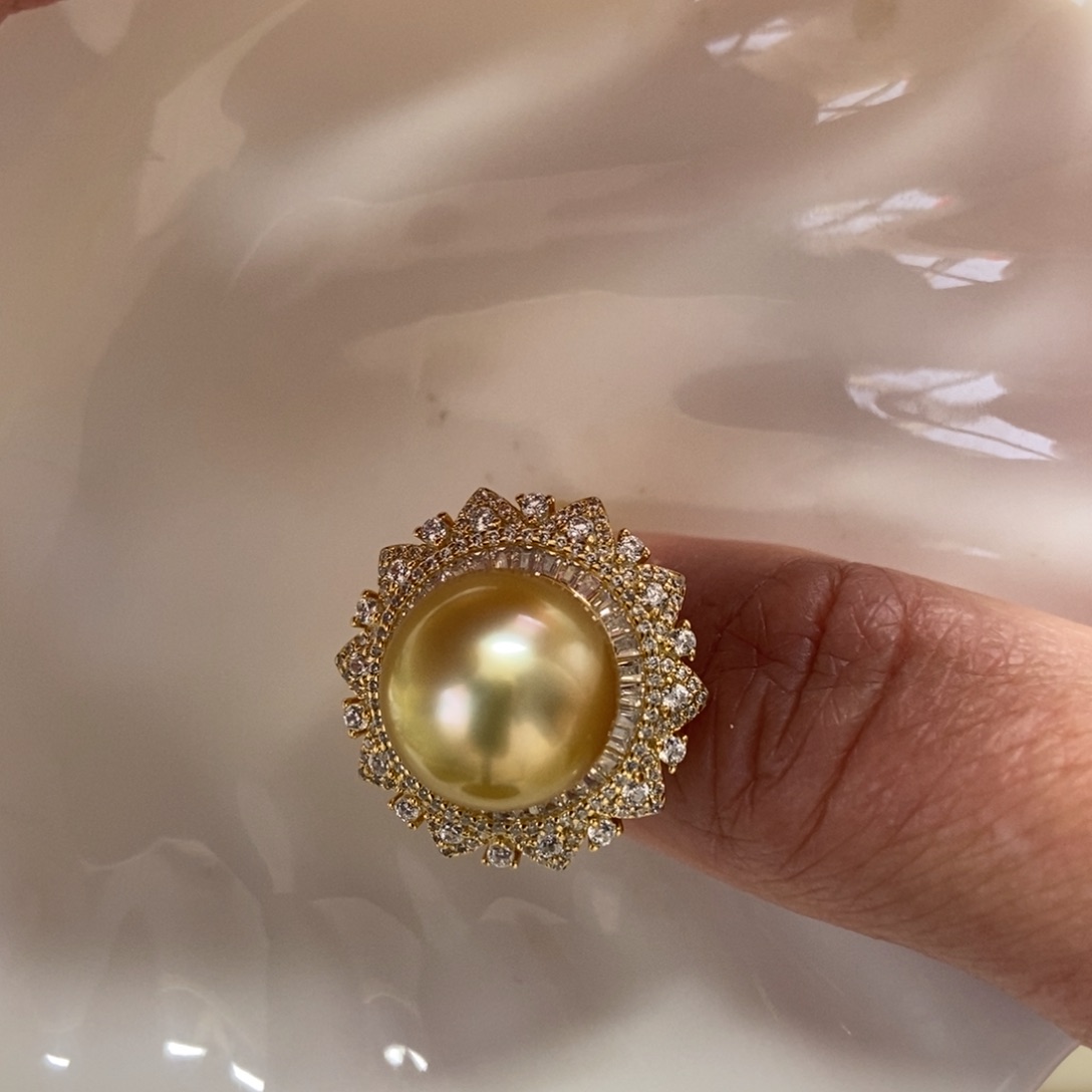 海水珍珠戒指银S925镶嵌