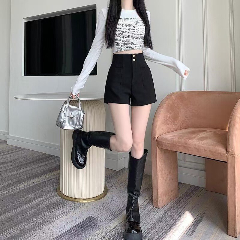 2025新款高腰热裤女短裤显高显瘦百搭四季黑色修身辣妹时尚休闲