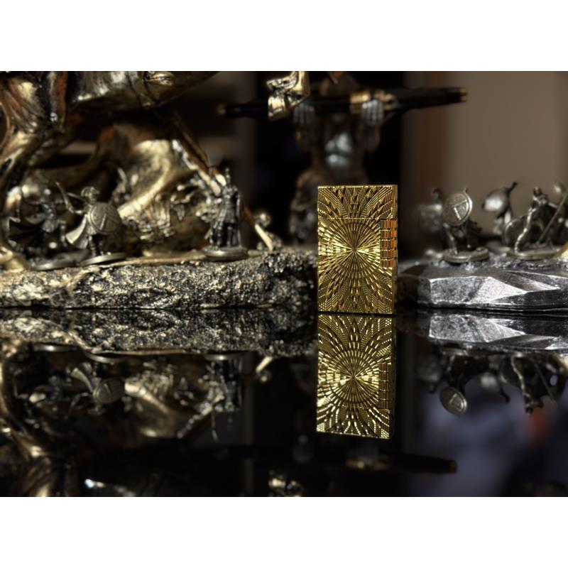 朗声侧滑太阳花（金色）充气打火机.