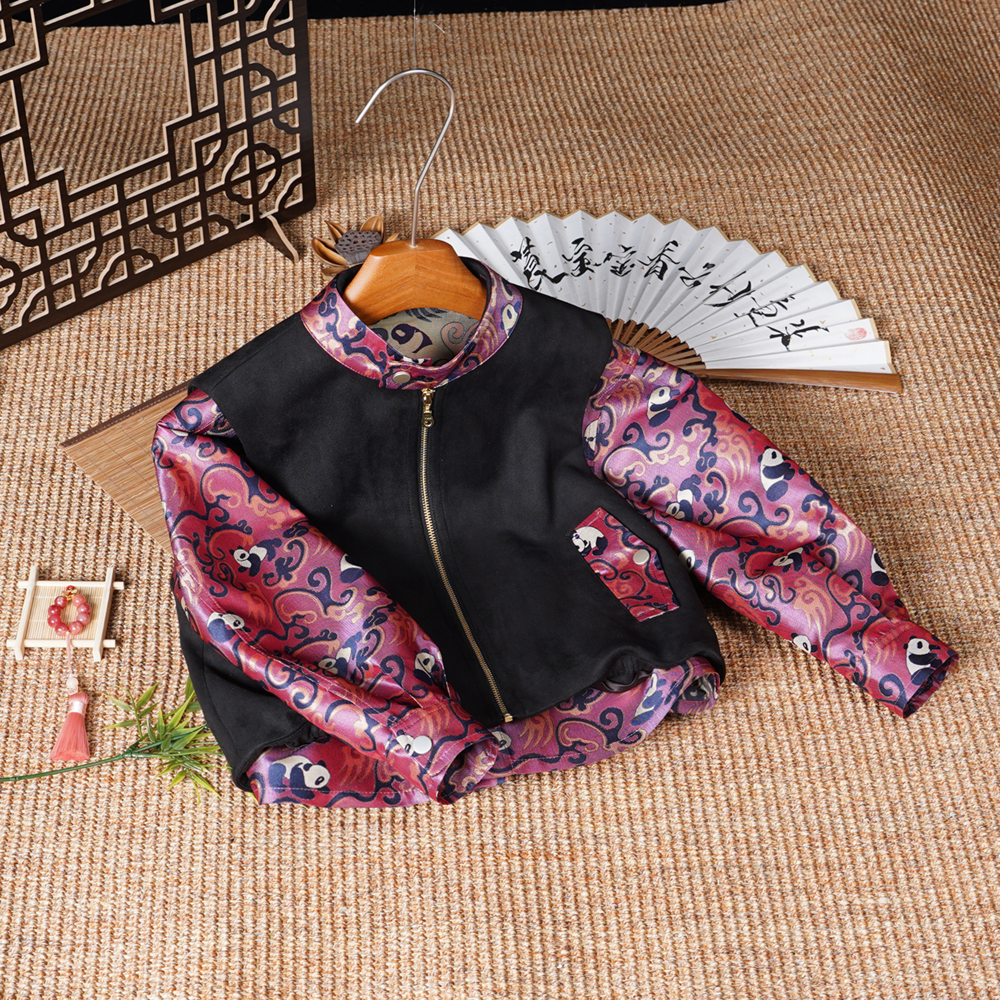 莨宝宝「外套」B491+B481套装100%桑蚕丝宋锦男女新中式童装