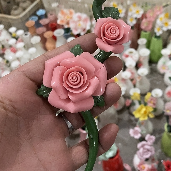 瓷片纯手工陶瓷花摆件瑕