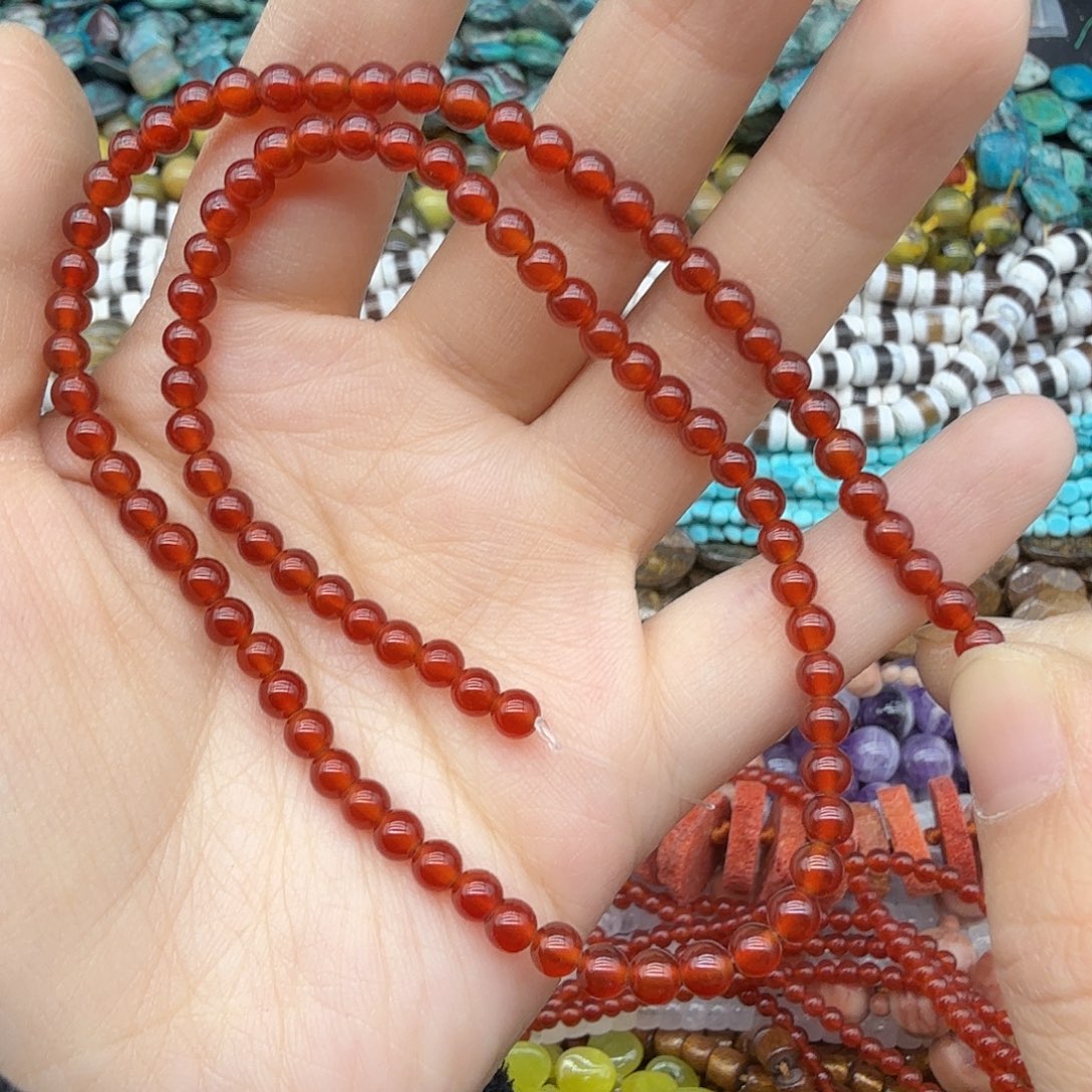 水晶未镶嵌珠宝半成品4m红玛一条