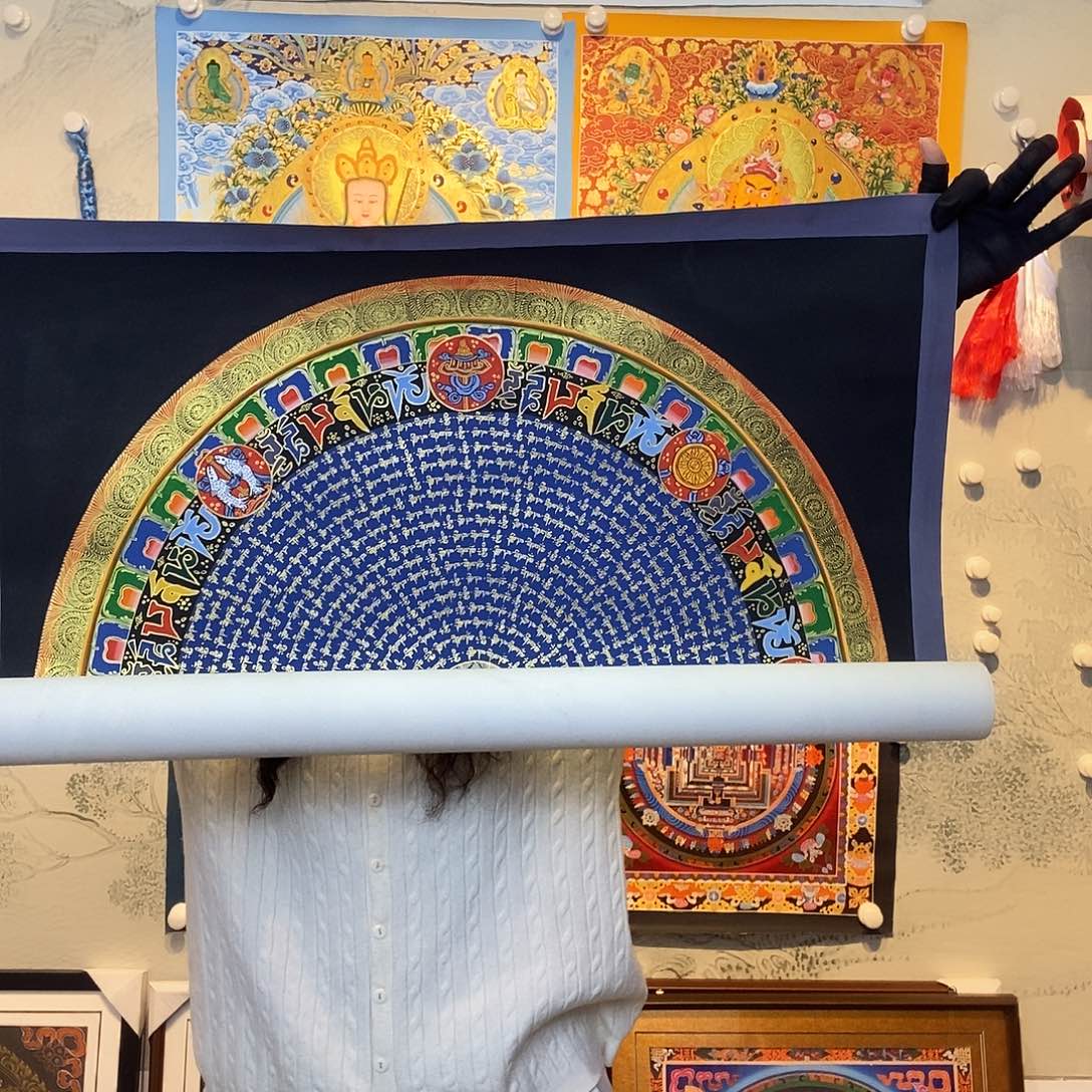 卷轴画纯手绘六字真言唐卡70尺