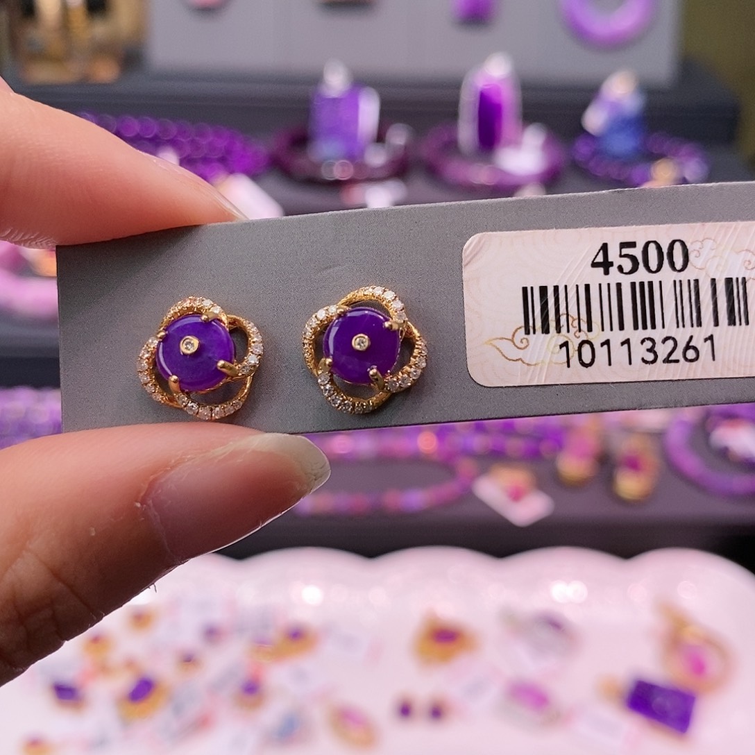 苏纪石（舒俱来）18K金镶嵌耳钉