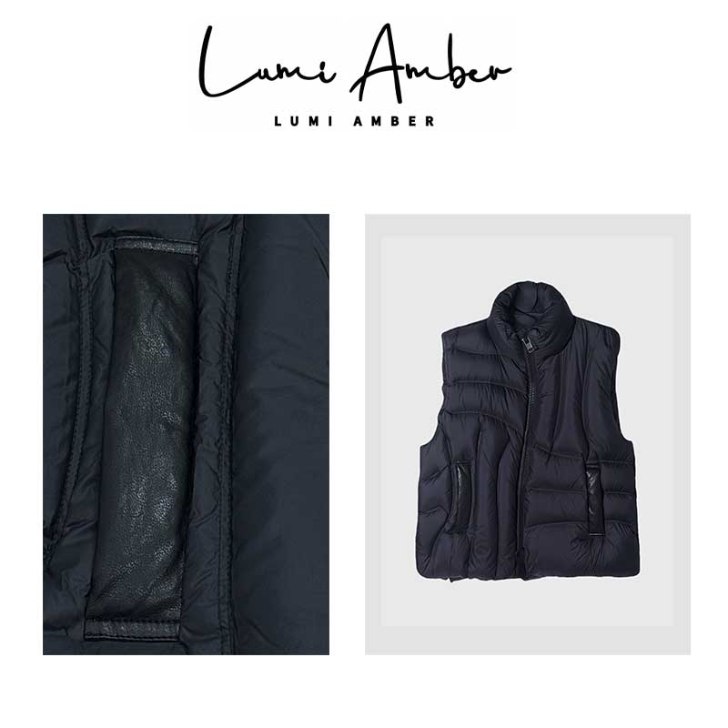 Amor婉曲*90鹅绒 湾流曲线设计感立领拉链冬季鹅绒马甲EYE1755