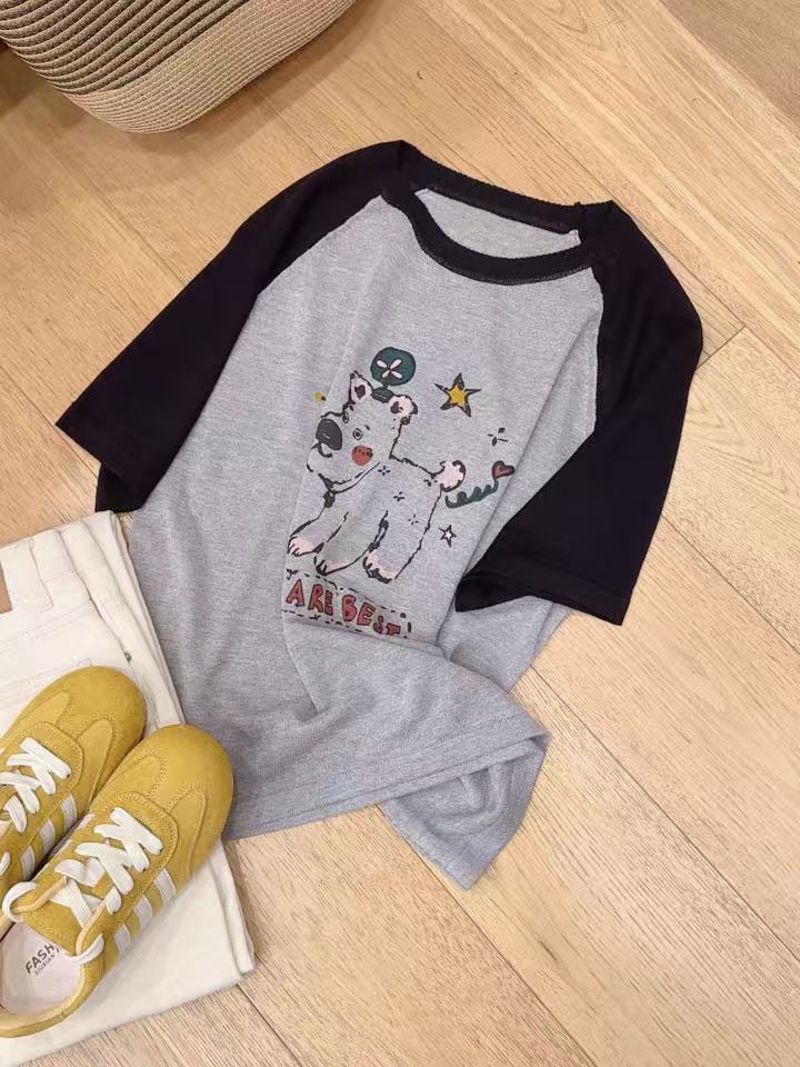 七言家 巨好看！卡通开心小狗柔软凉快短袖