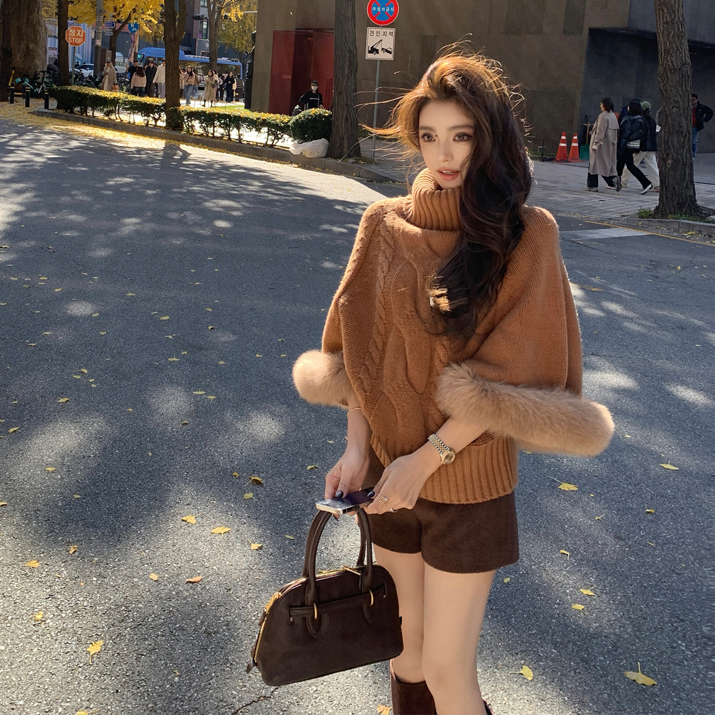 "京圈贵女"羊绒羊毛拼接狐狸毛七分袖 高领毛衣贵气如呼吸简单！