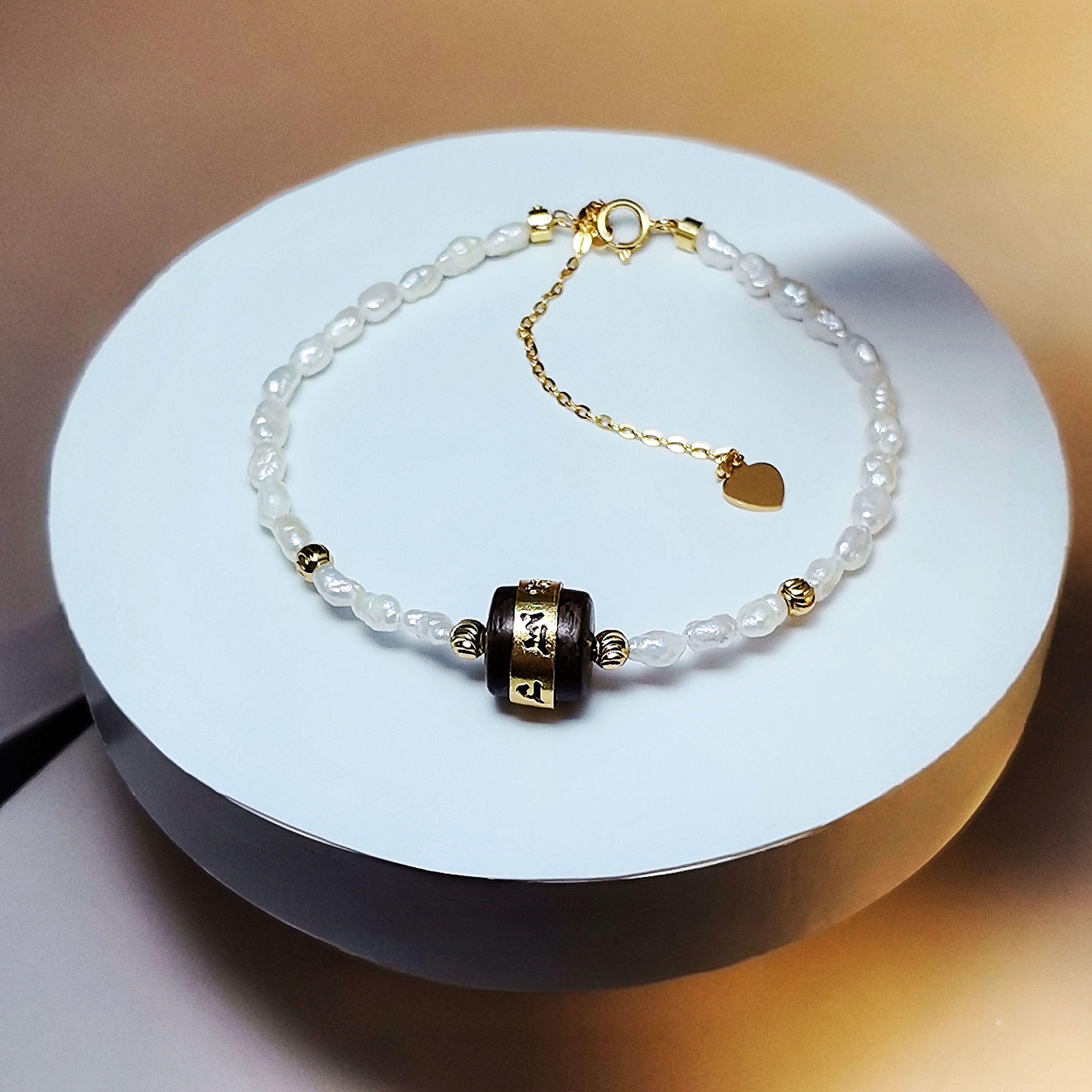 晶兴珠宝天然淡水珍珠手串 天然野生珍珠手链 六字真言