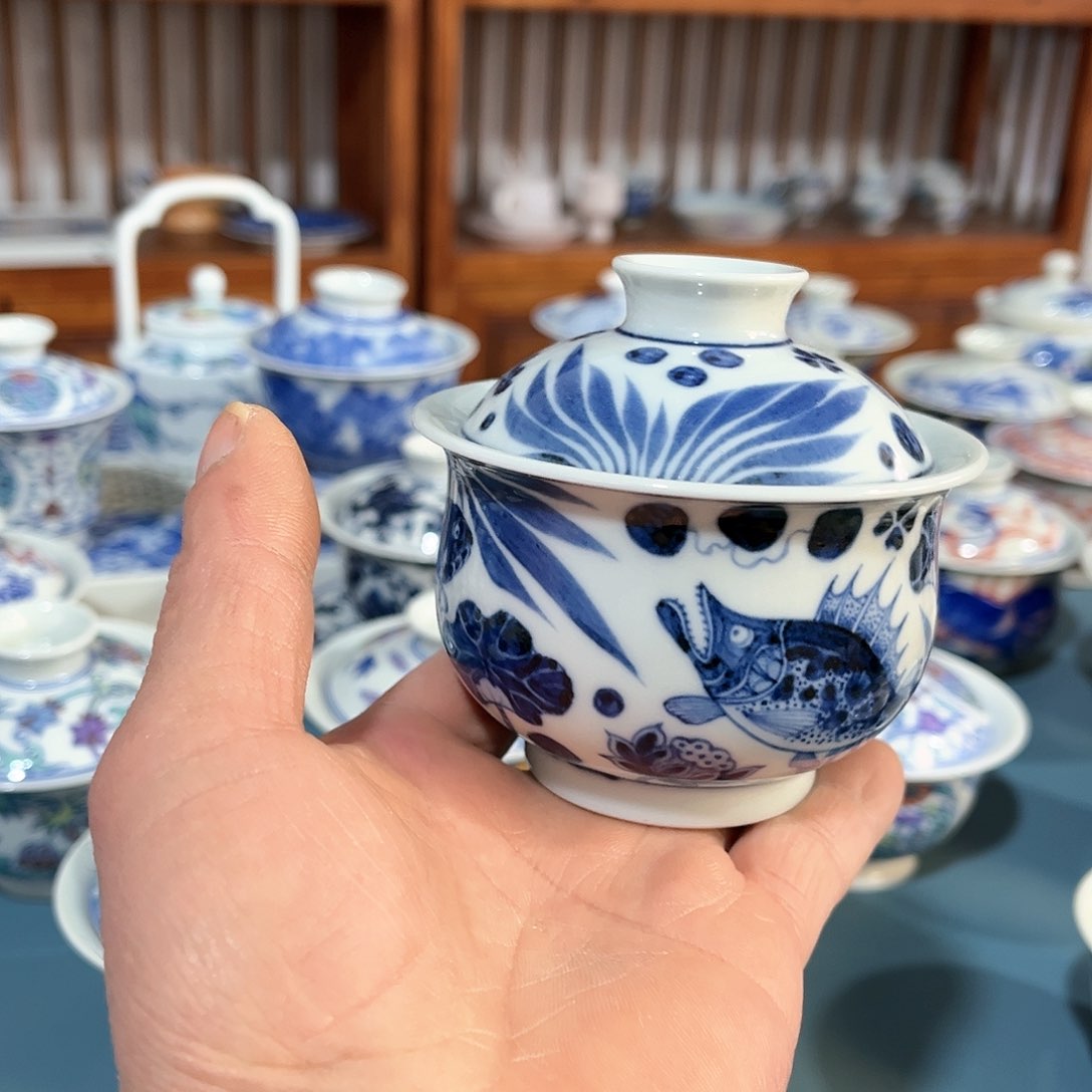 錡镇堂手工手绘盖碗