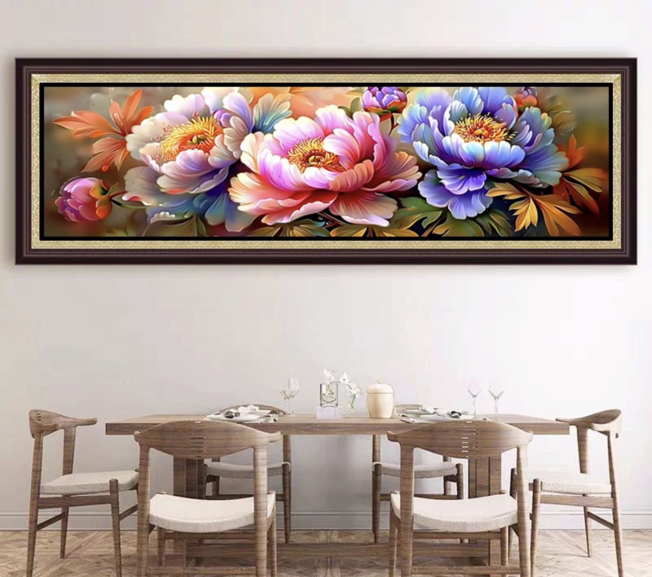 【680】国色天香牡丹花卉蝴蝶十字绣大格四股200×75