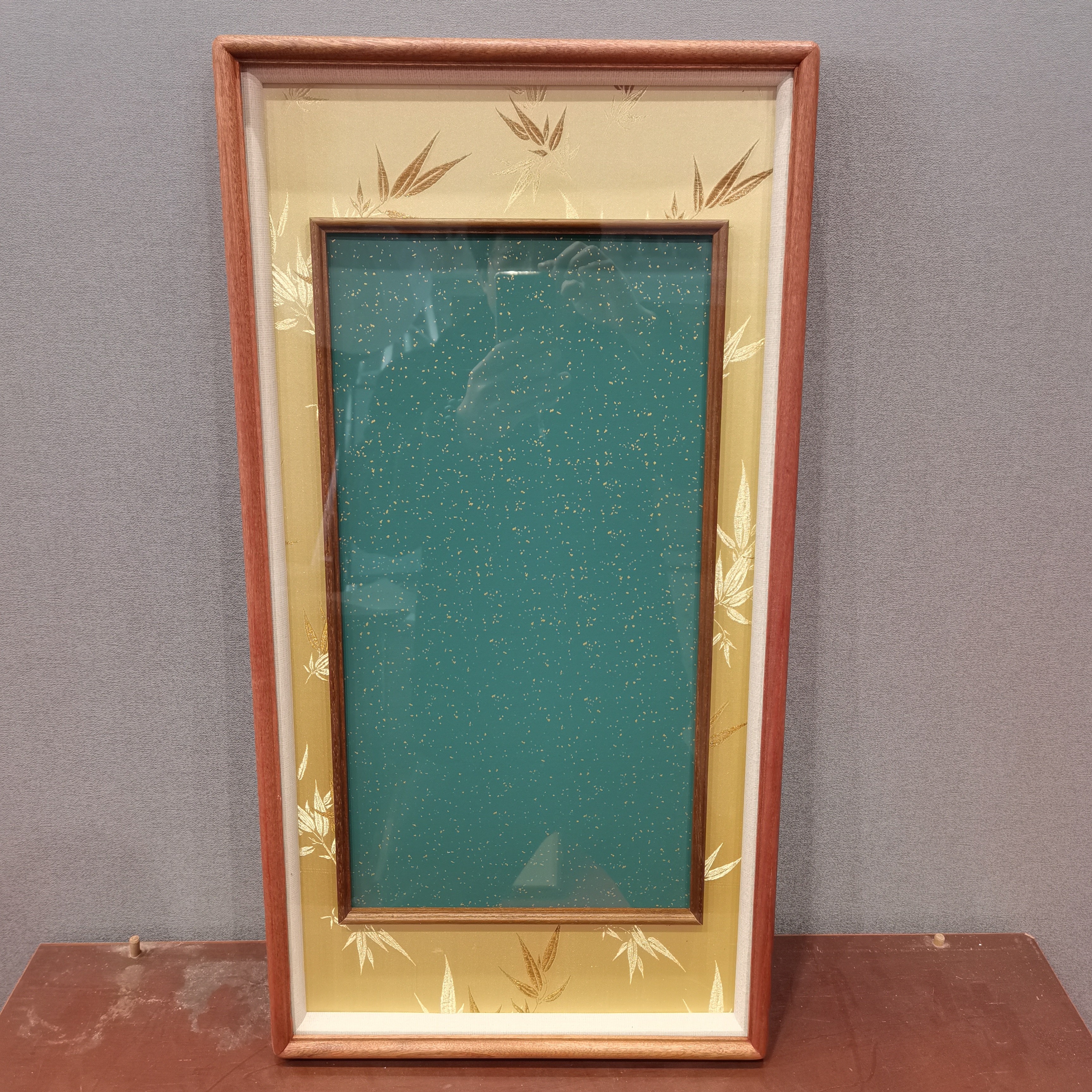 君子之风金竹锦45x90乌檀木4公分框中框 实木榫卯画框