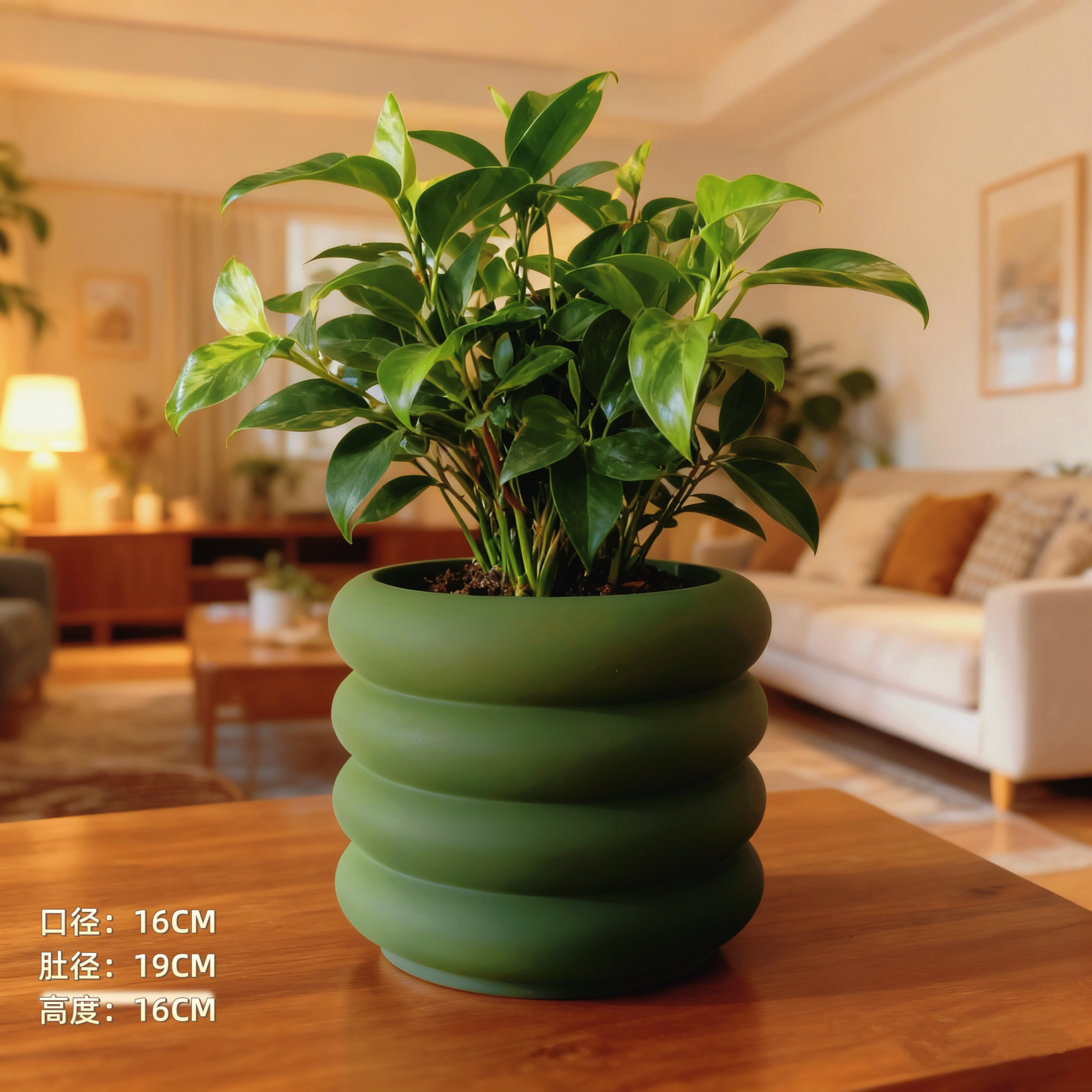 牛油果绿米其林口16高16陶瓷花盆玫瑰月季龟背竹透气创意轻奢风