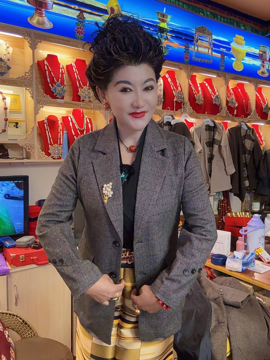 西装贴玛外套灰色