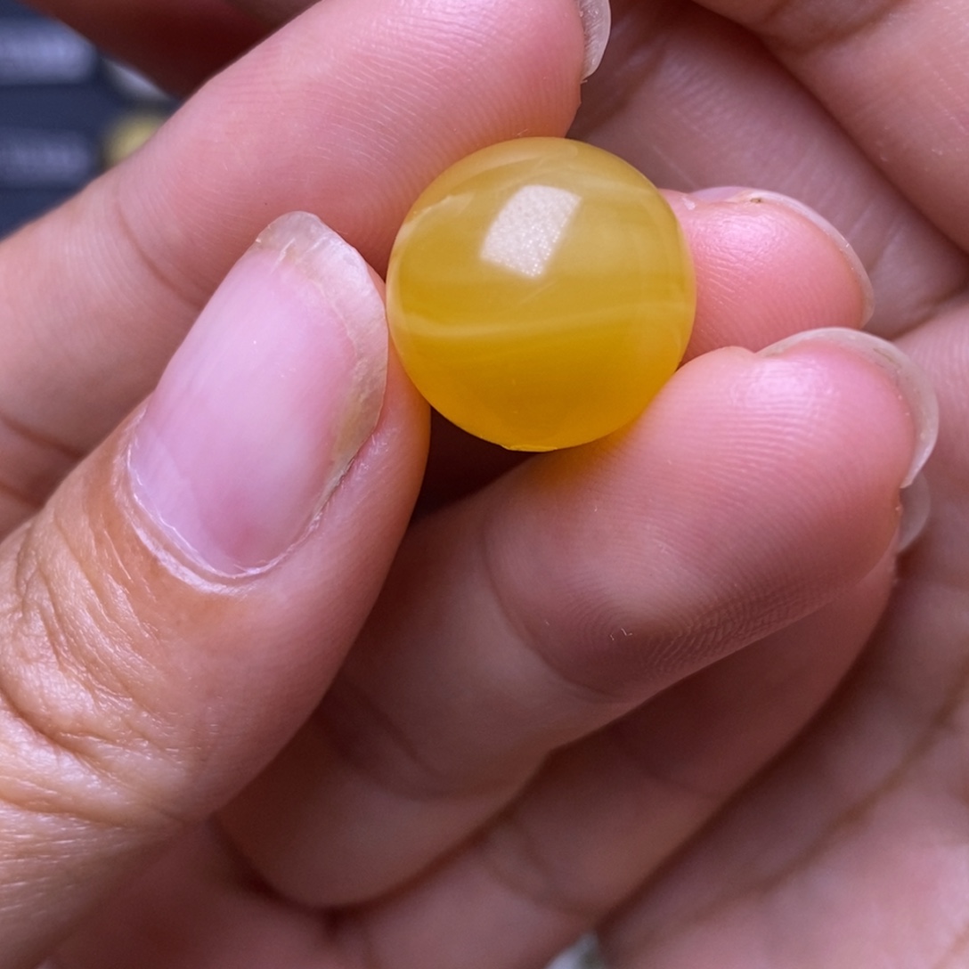 琥珀未镶嵌裸石蜜糖拉丝妖花一线天圆珠14.2mm