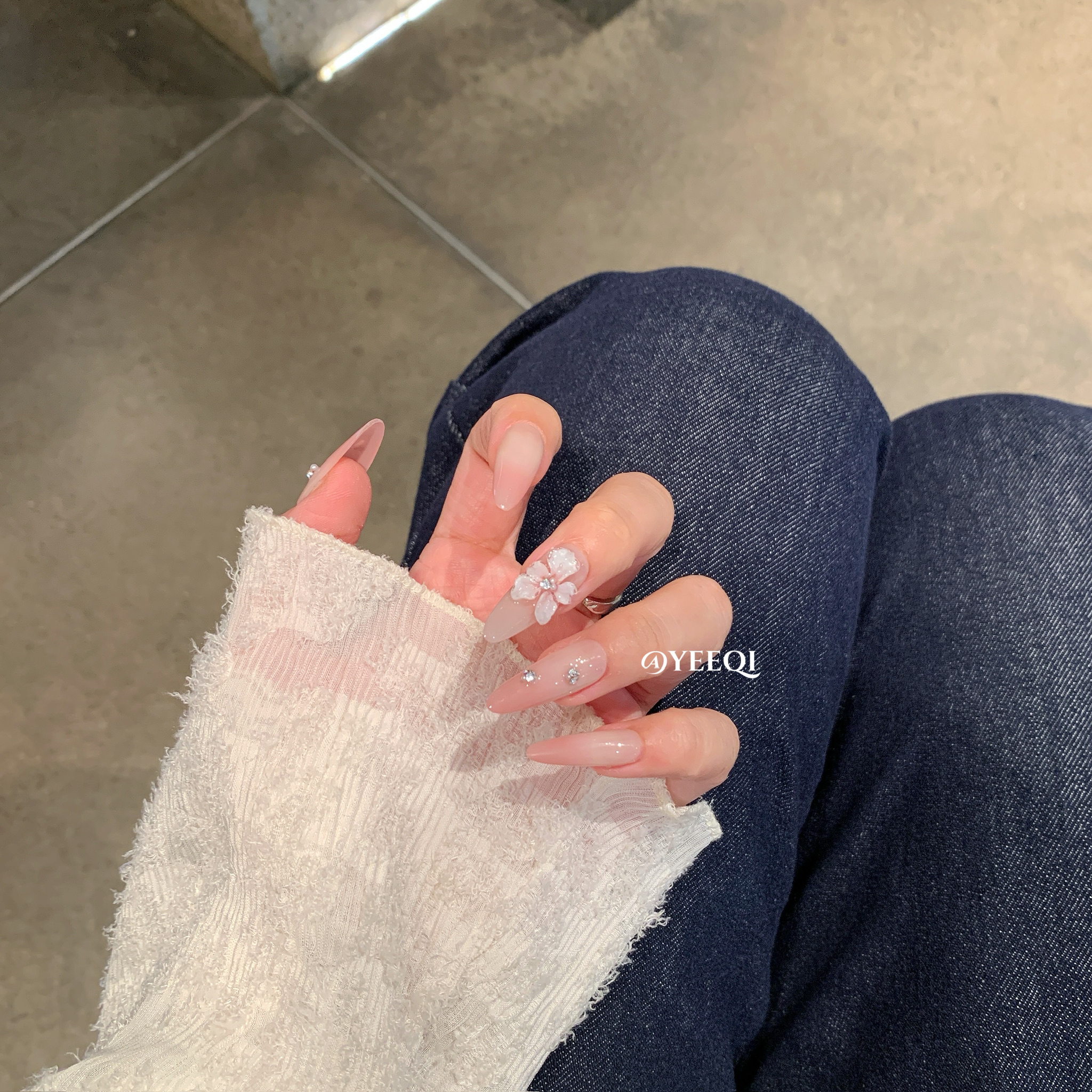 【薅羊毛】Yeeqi | 落樱 雕花华子钻钻 手工穿戴甲定制