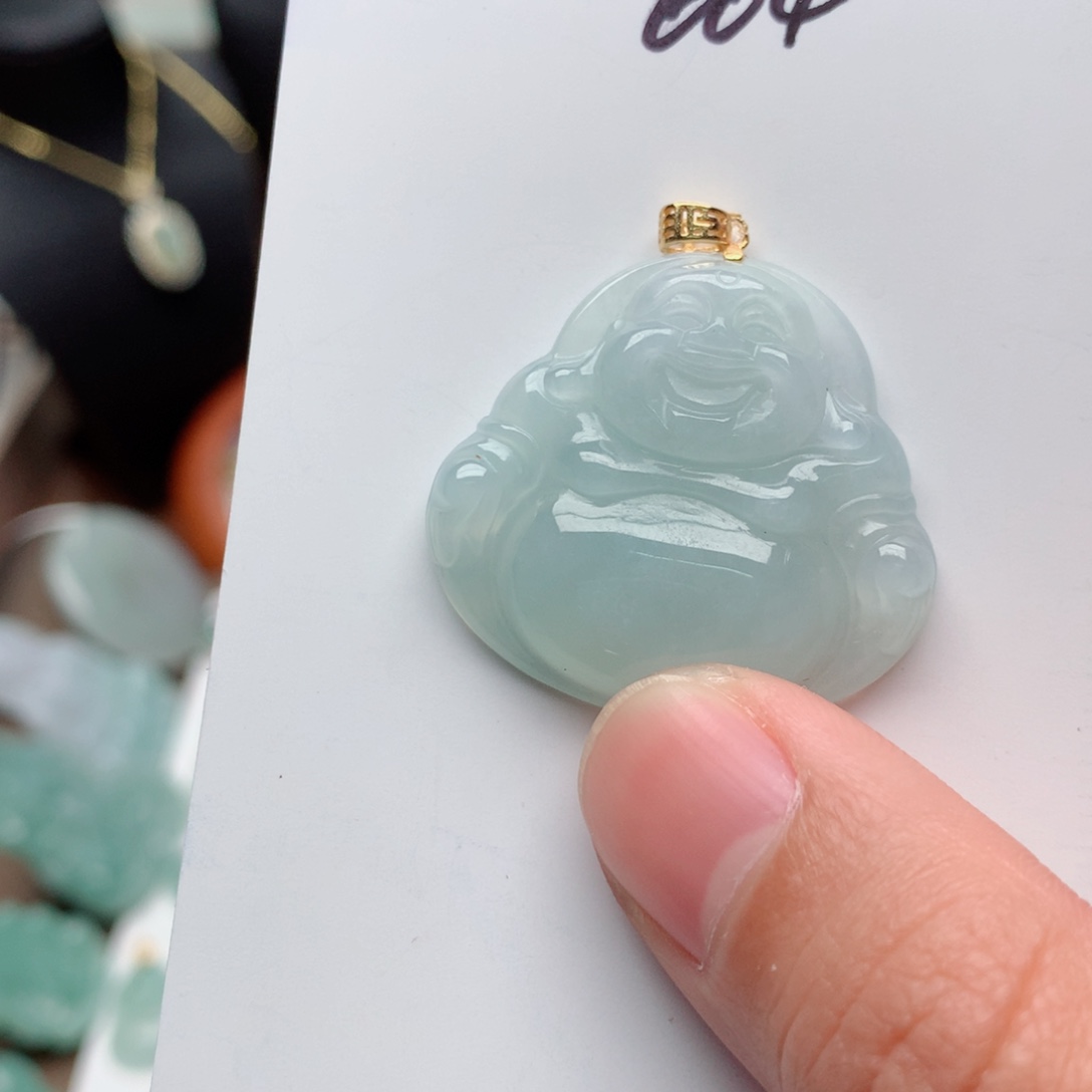 翡翠颈饰银S925镀金镶嵌吊坠