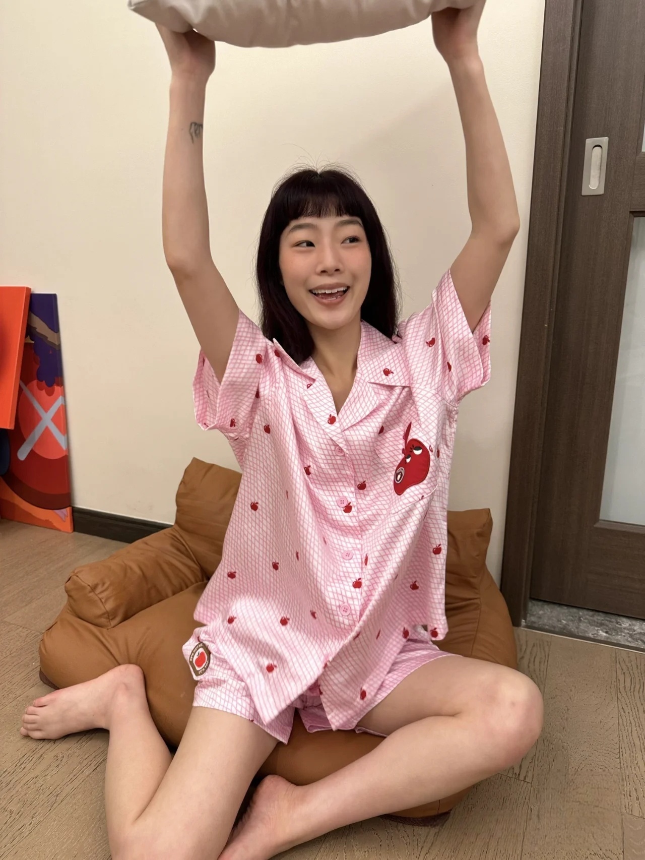 时梦也[野-SP]满分天丝苹果短袖短裤高档透气秋夏睡衣女套装时尚